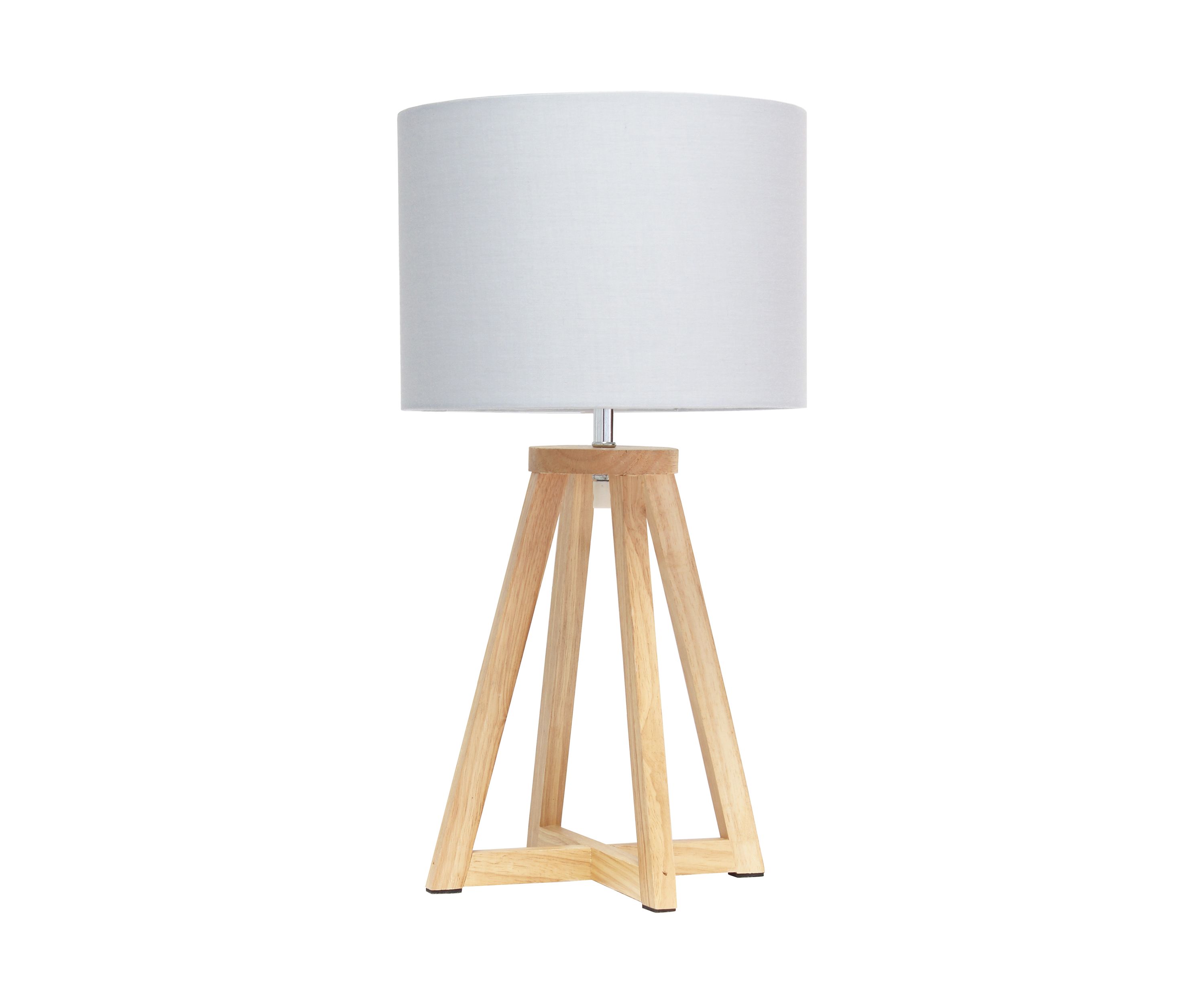 Interlocked Triangular  Wood Table Lamp with Fabric Shade