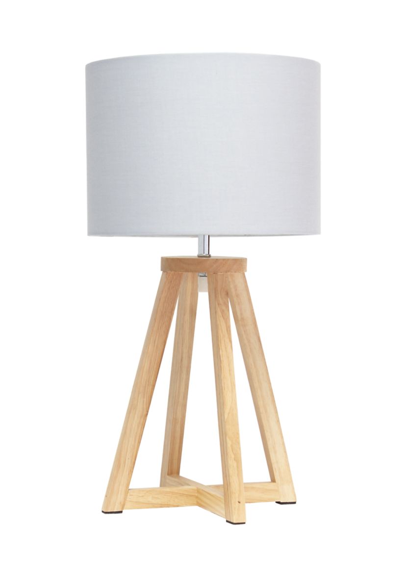 Interlocked Triangular  Wood Table Lamp with Fabric Shade