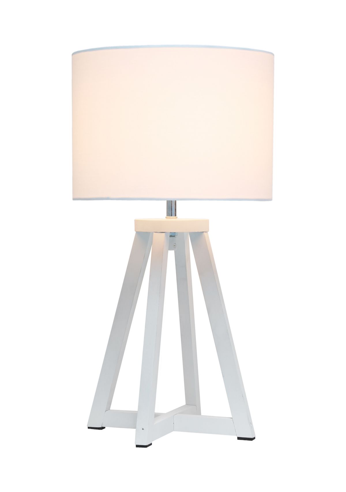 Interlocked Triangular  Wood Table Lamp with Fabric Shade