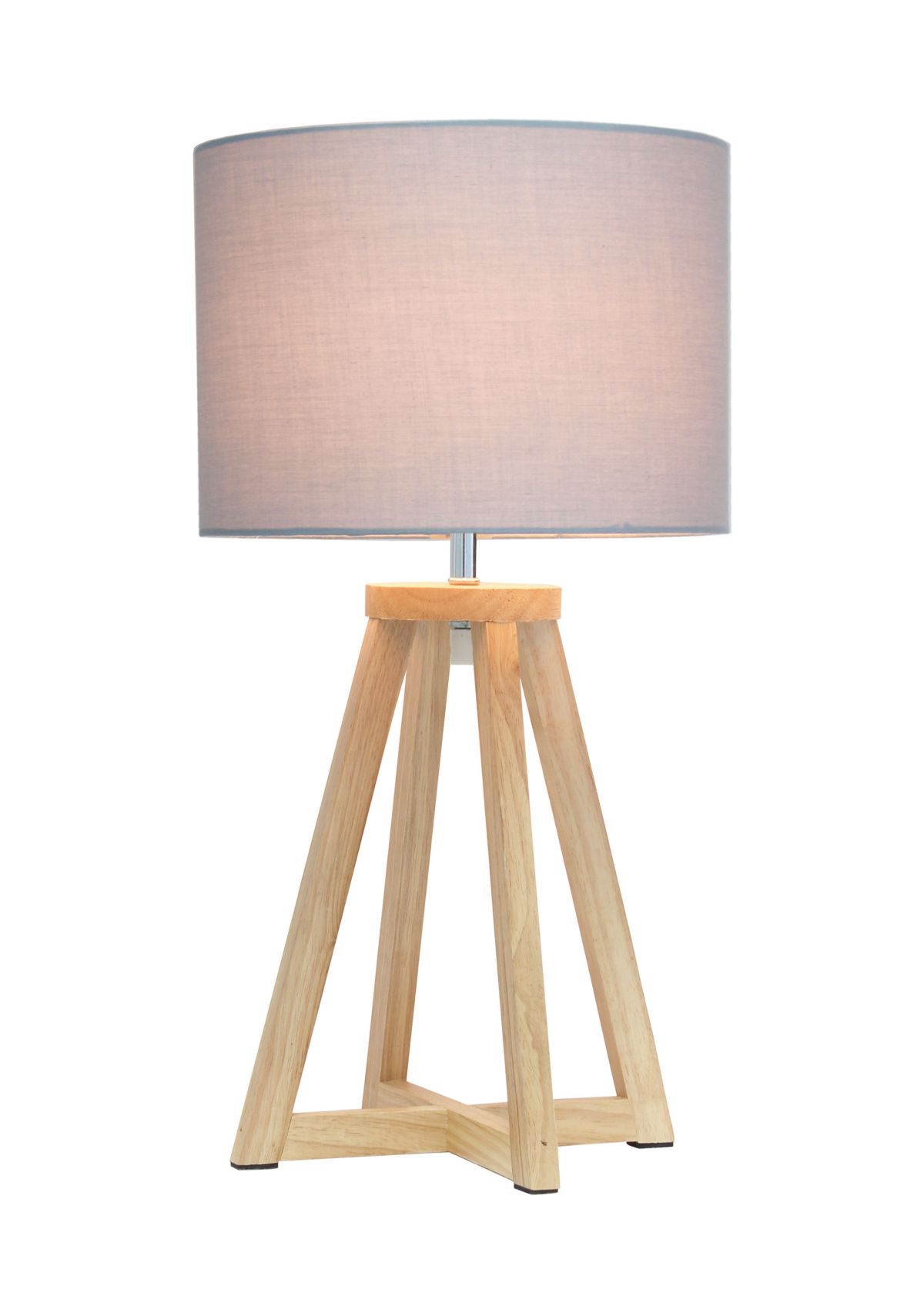 Interlocked Triangular  Wood Table Lamp with Fabric Shade