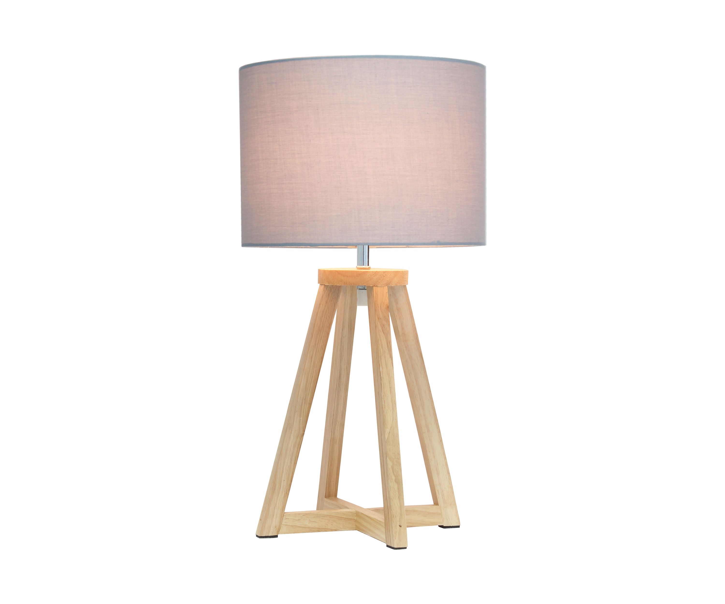 Interlocked Triangular  Wood Table Lamp with Fabric Shade