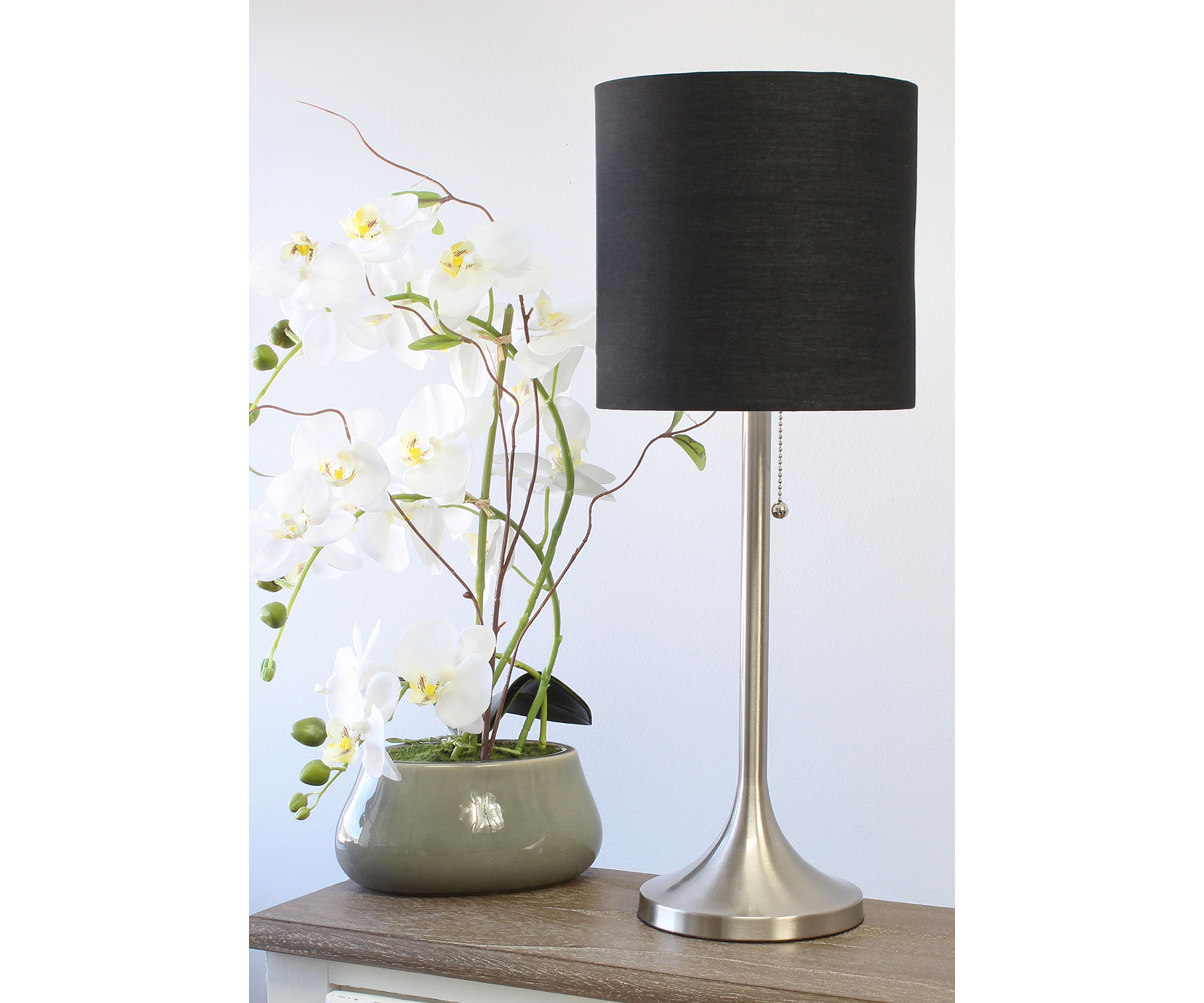 Tapered Table Lamp with Fabric Drum Shade