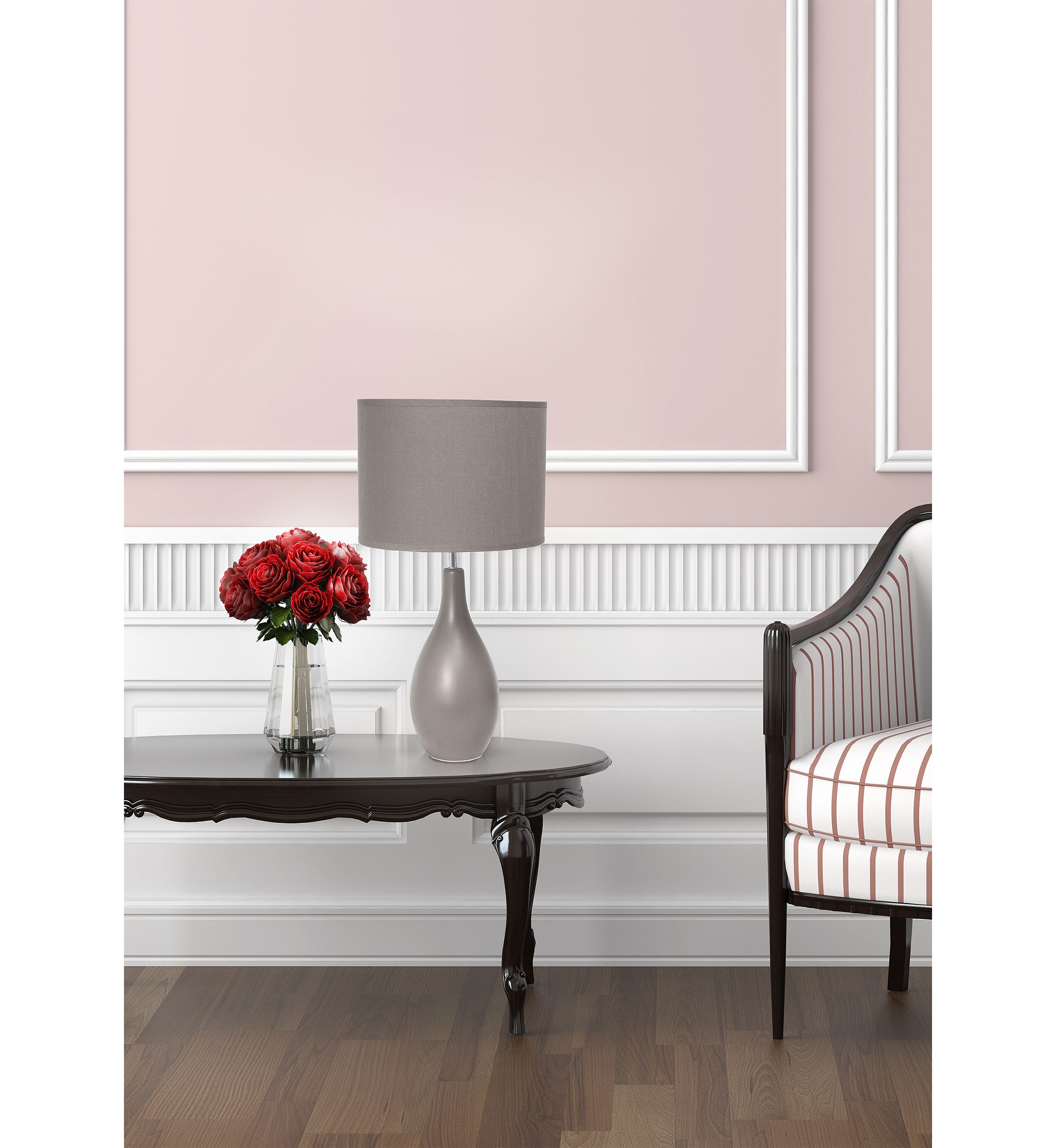 Oval Bowling Pin Base Ceramic Table Lamp
