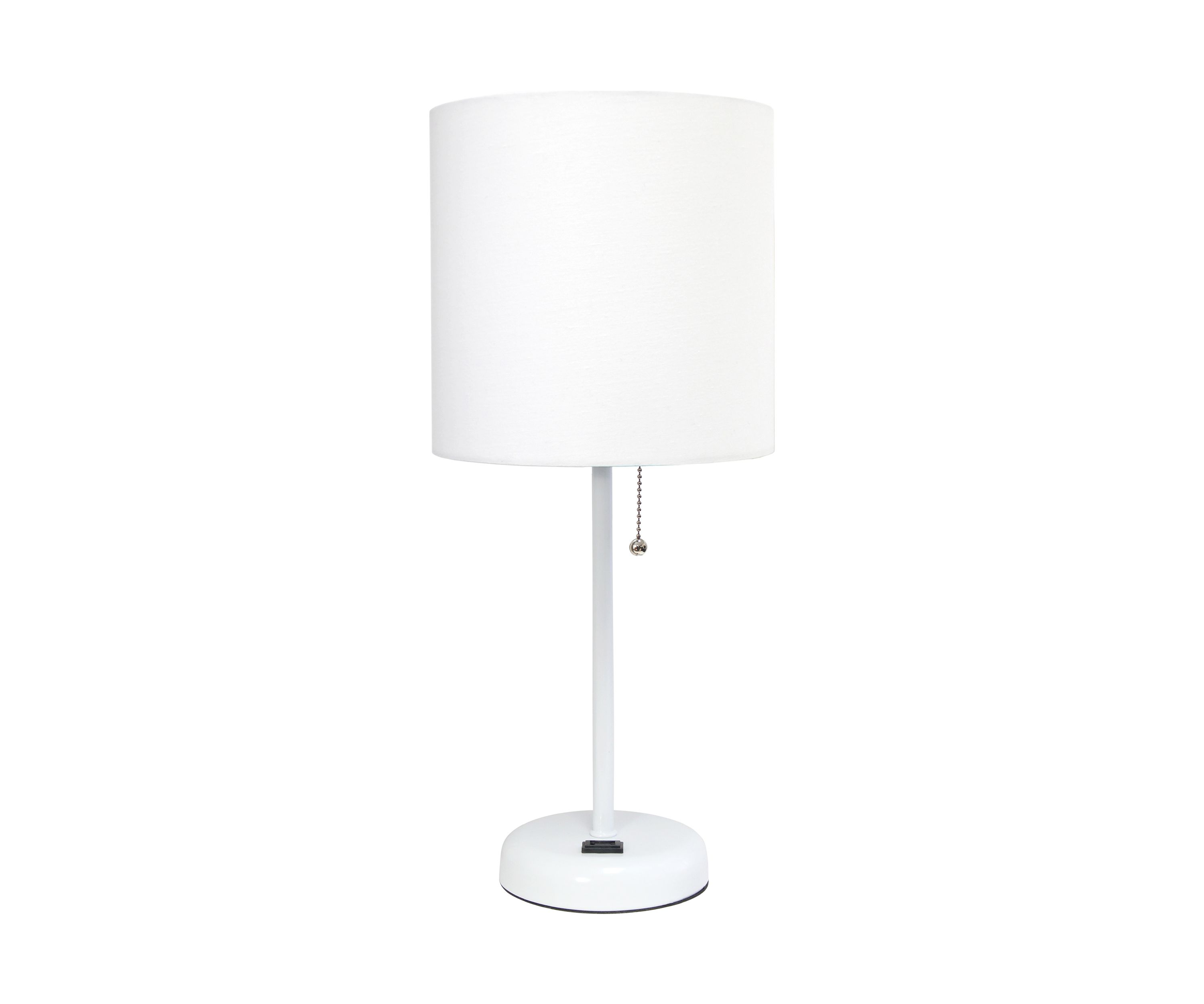 Stick Lamp with Charging Outlet and Fabric Shade