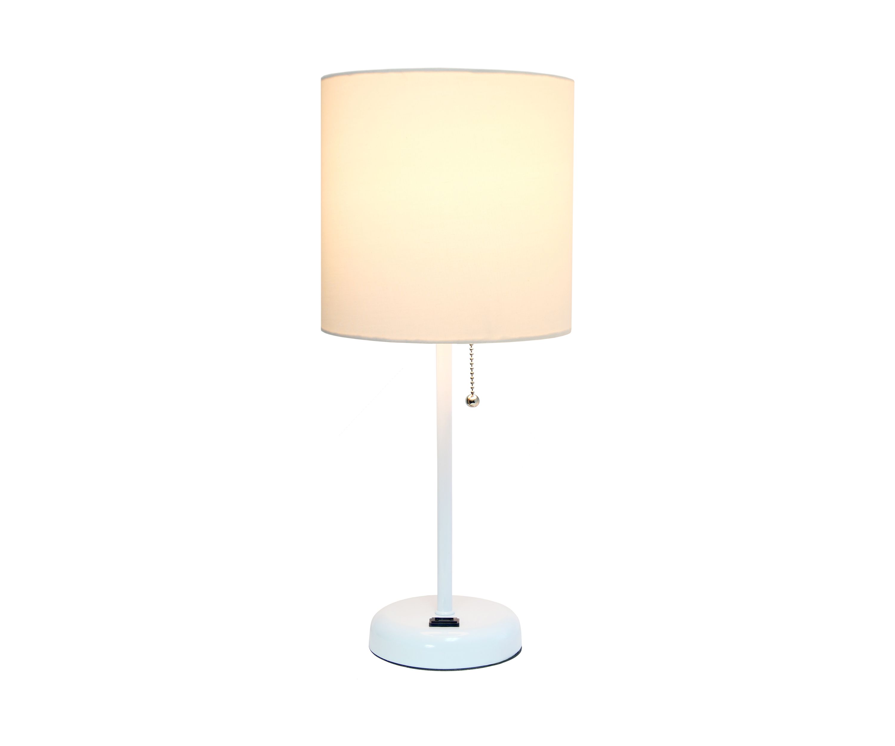 Stick Lamp with Charging Outlet and Fabric Shade