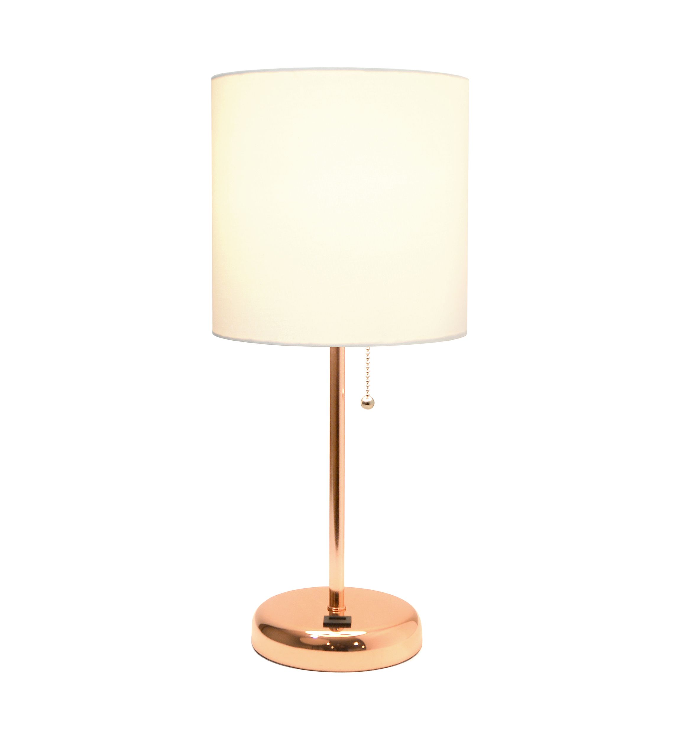 Stick Lamp with USB charging port and Fabric Shade