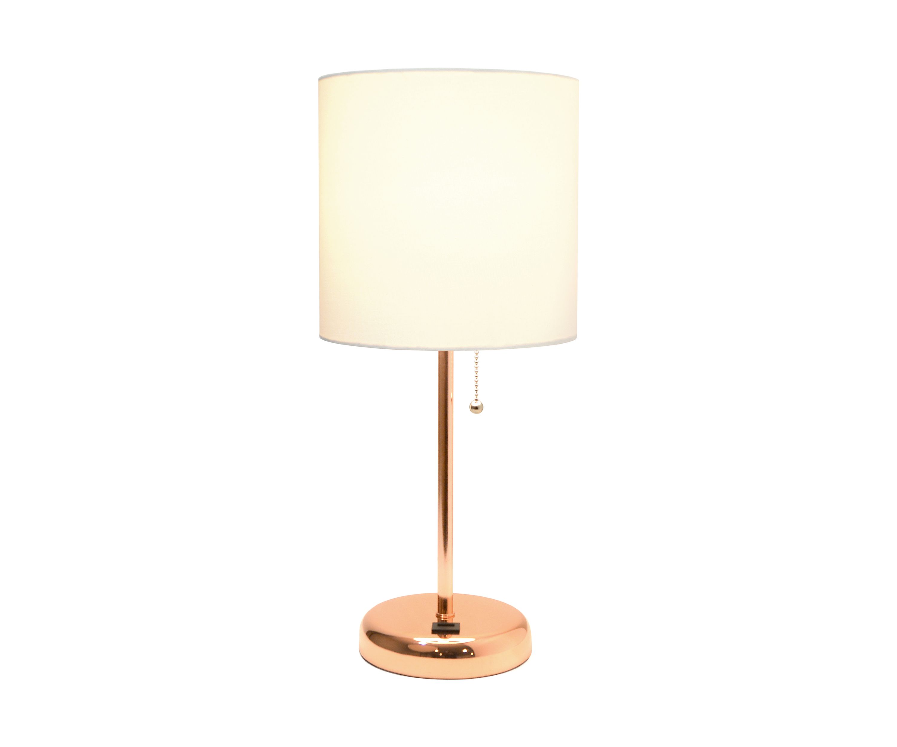 Stick Lamp with USB charging port and Fabric Shade