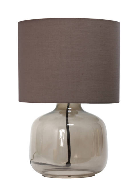 Simple Designs Glass Table Lamp with Fabric Shade