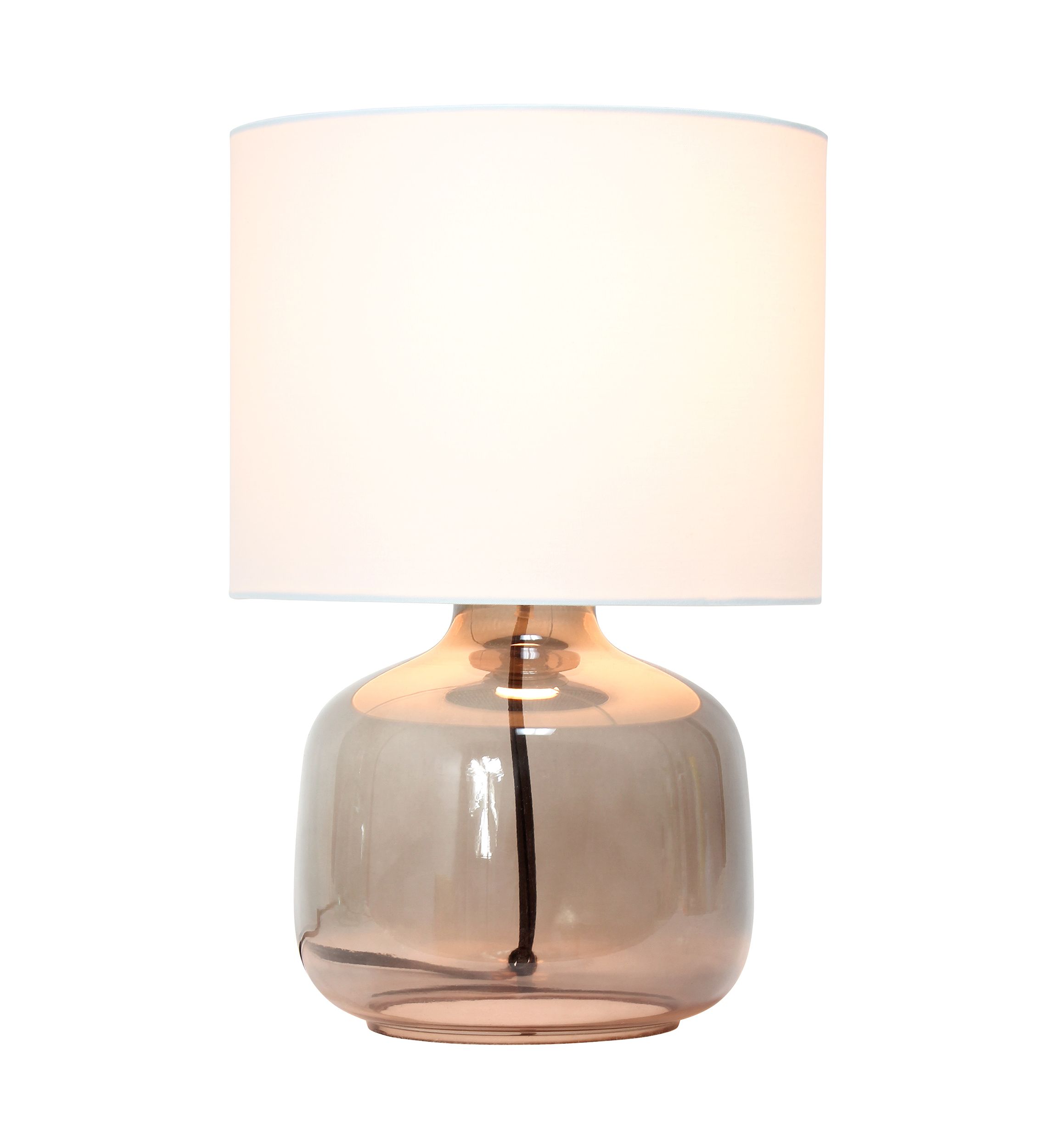 Glass Table Lamp with Fabric Shade