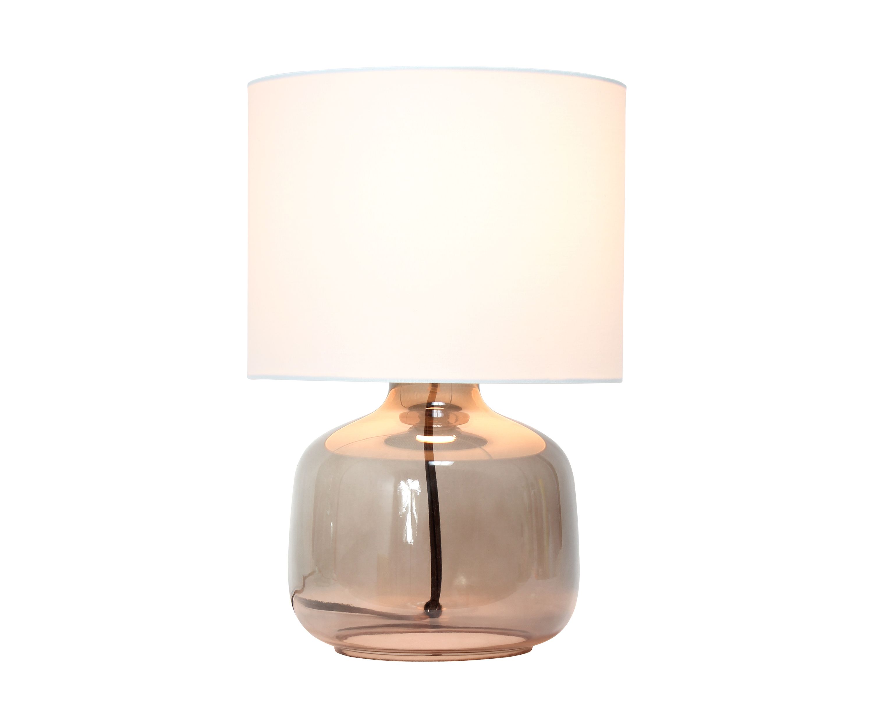 Glass Table Lamp with Fabric Shade