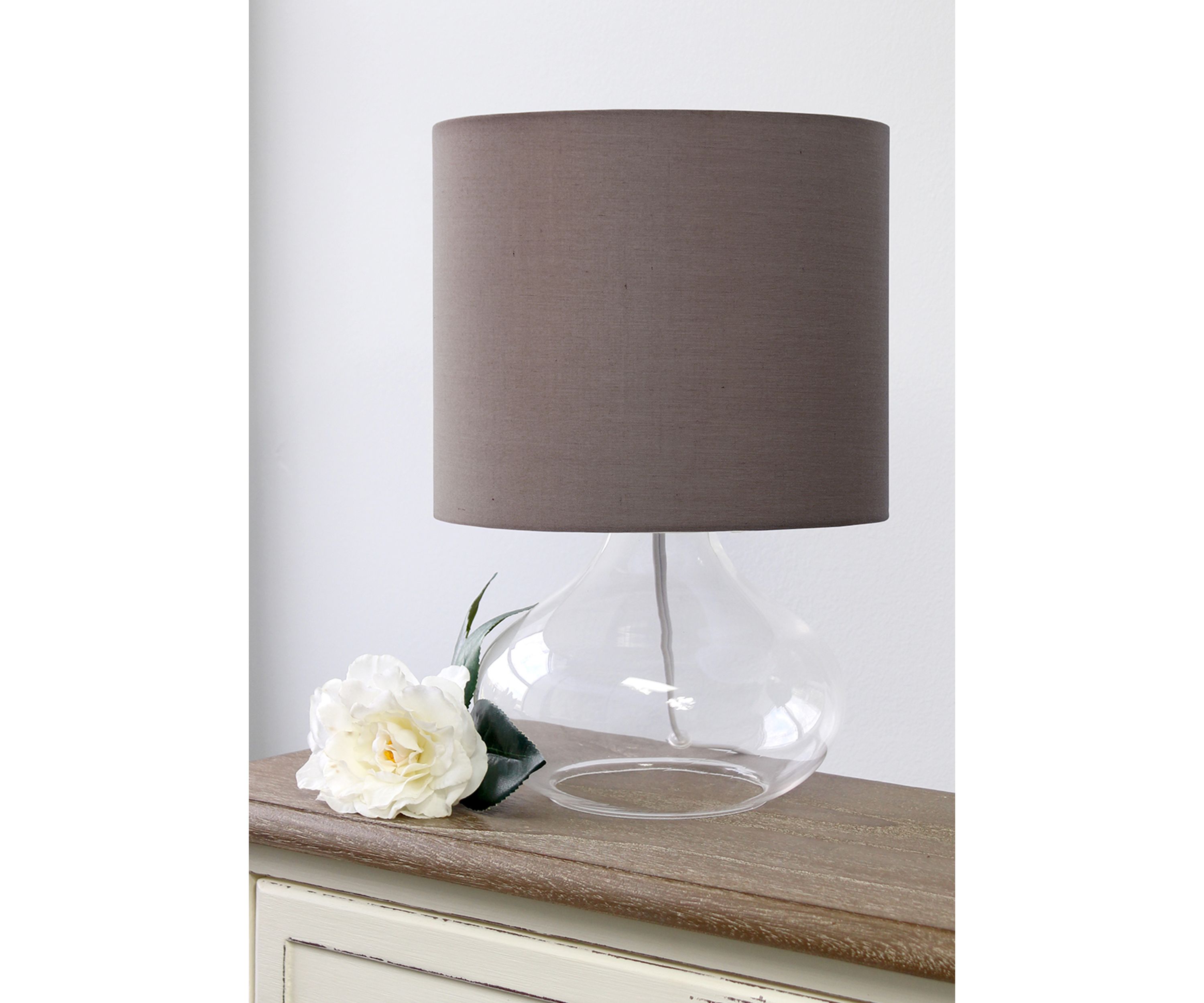 Glass Raindrop Table Lamp with Fabric Shade