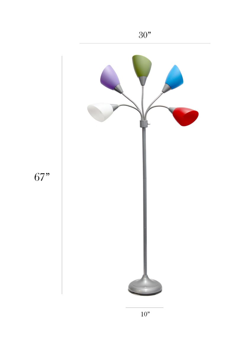 5 Light Adjustable Gooseneck Floor Lamp