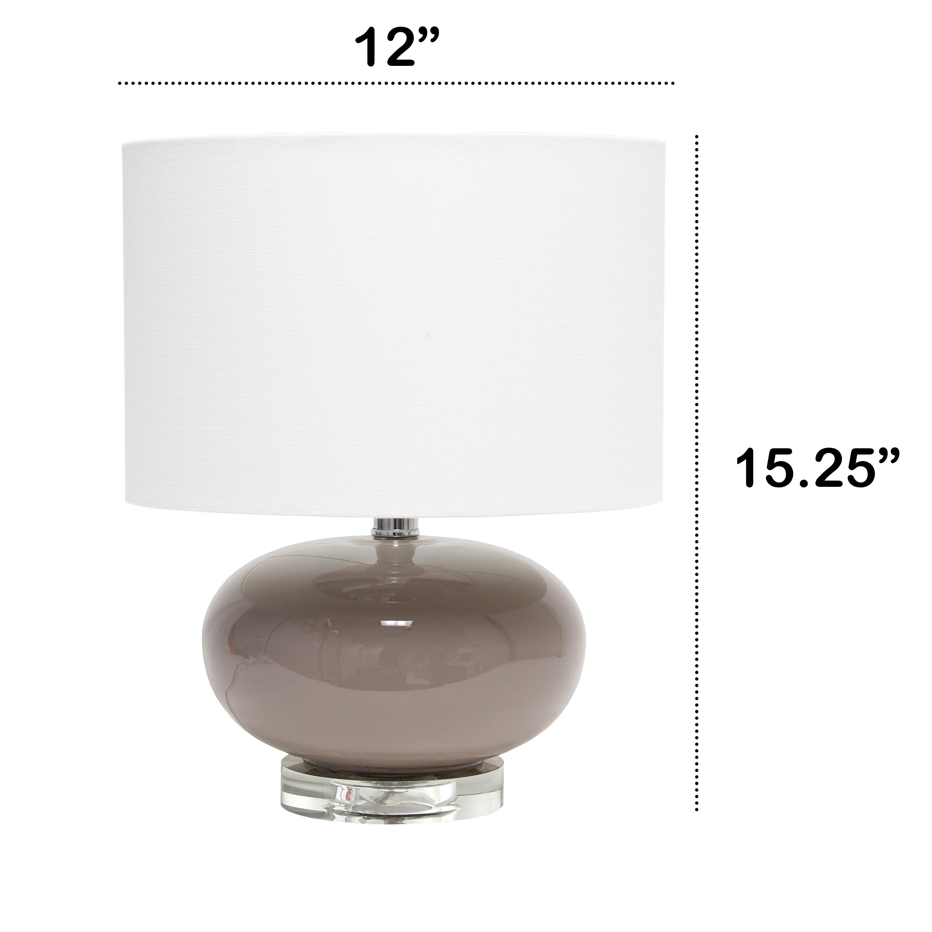 15.25" Modern Ovaloid Glass Bedside Table Lamp with White Fabric Shade