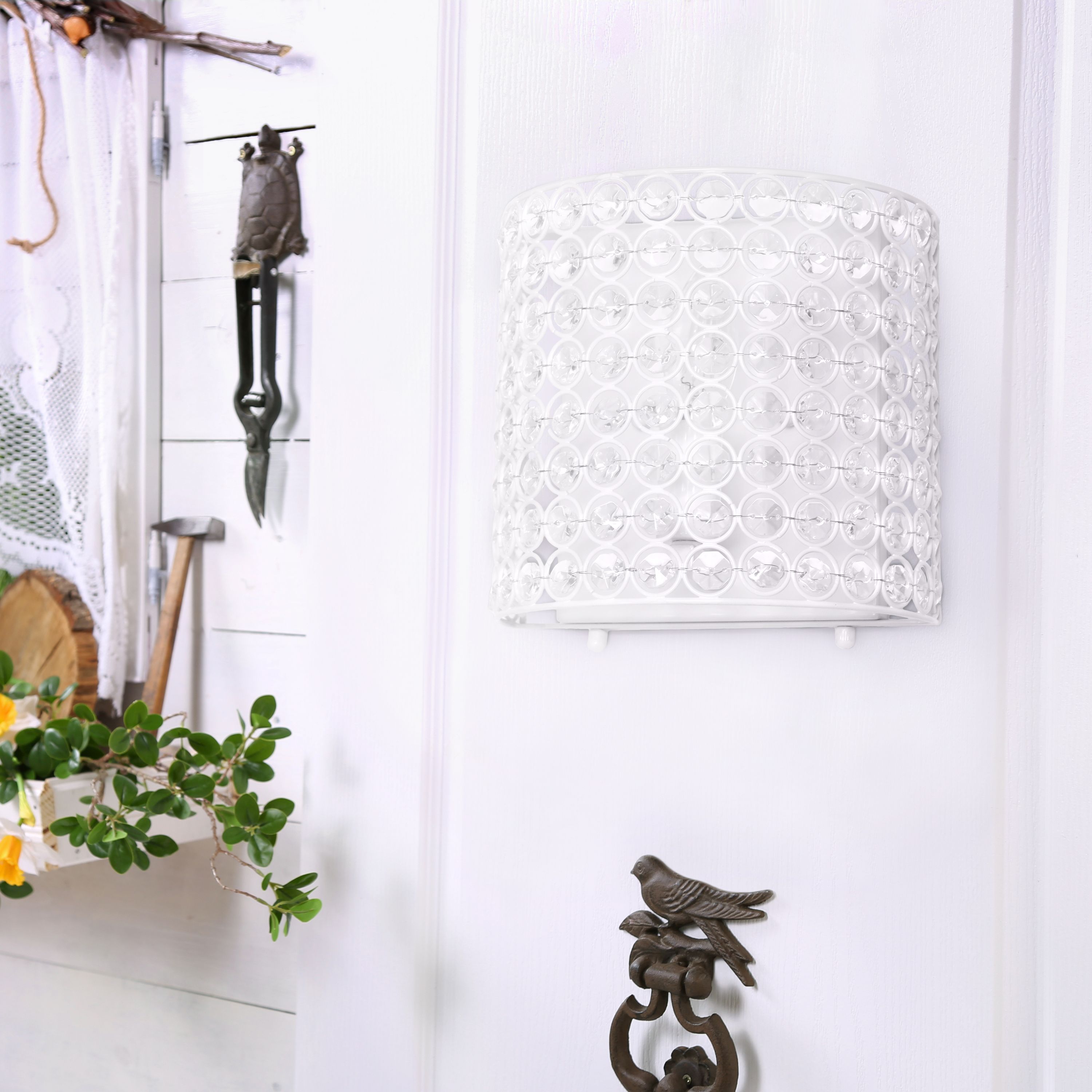 8" 1-Light Bathroom Vanity Crystal and Metal Wall Sconce Lighting Fixture