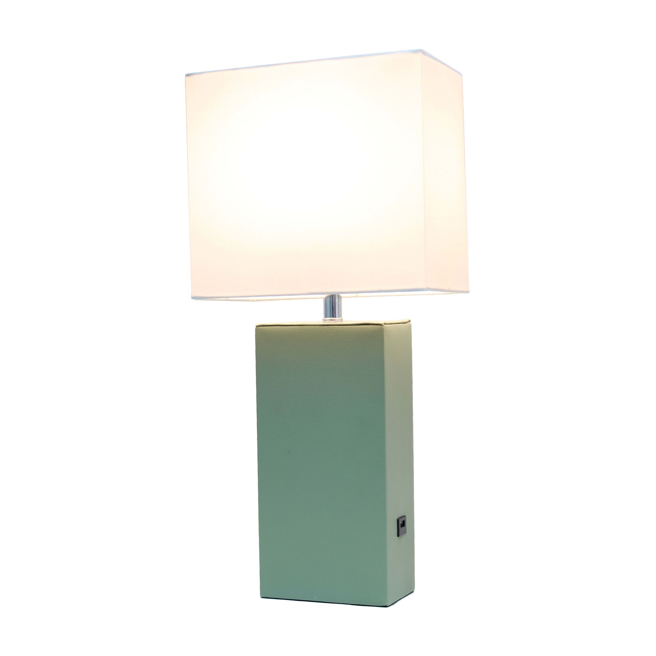 21" Leather Base Modern Home Décor Bedside Table Lamp with USB Charging Port