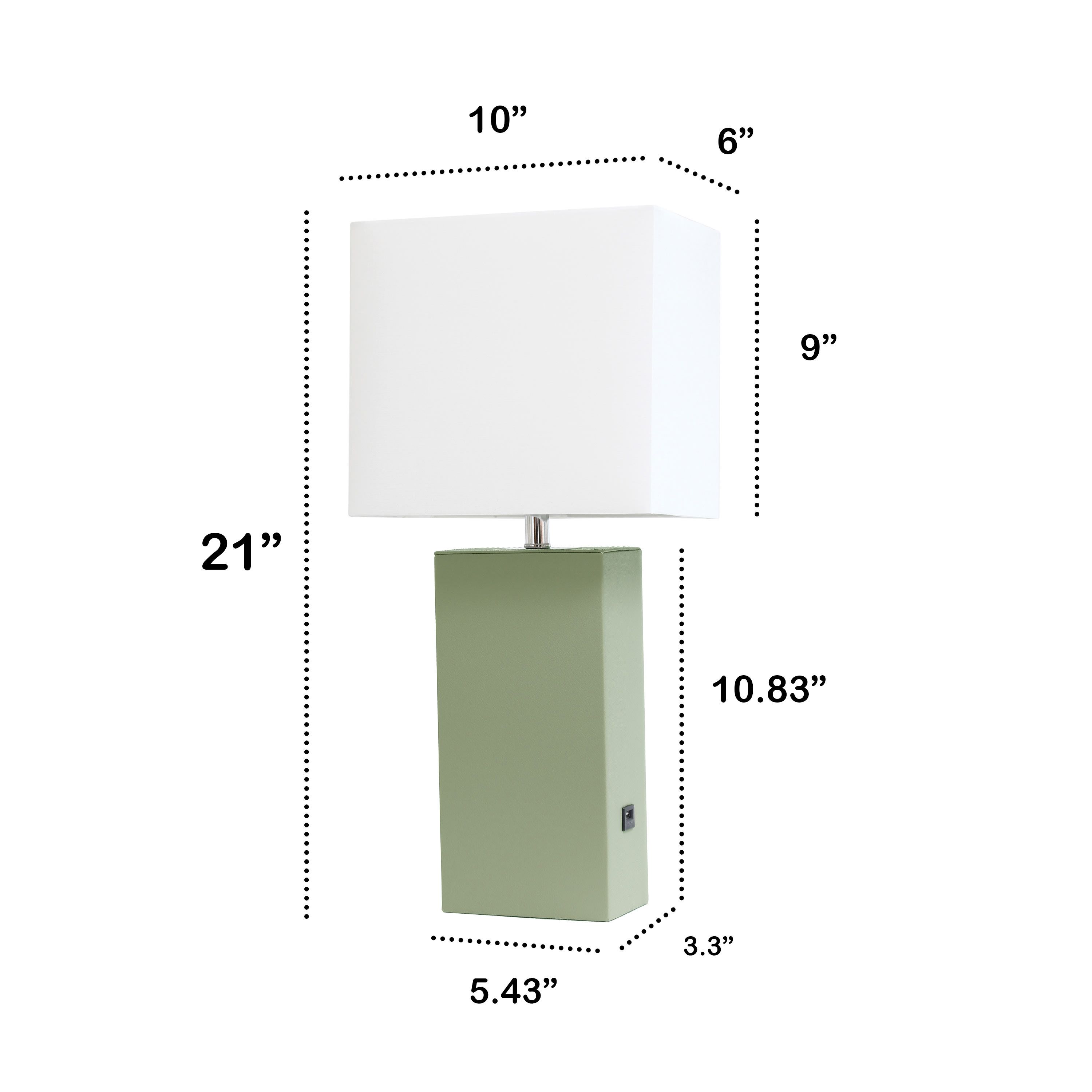 21" Leather Base Modern Home Décor Bedside Table Lamp with USB Charging Port