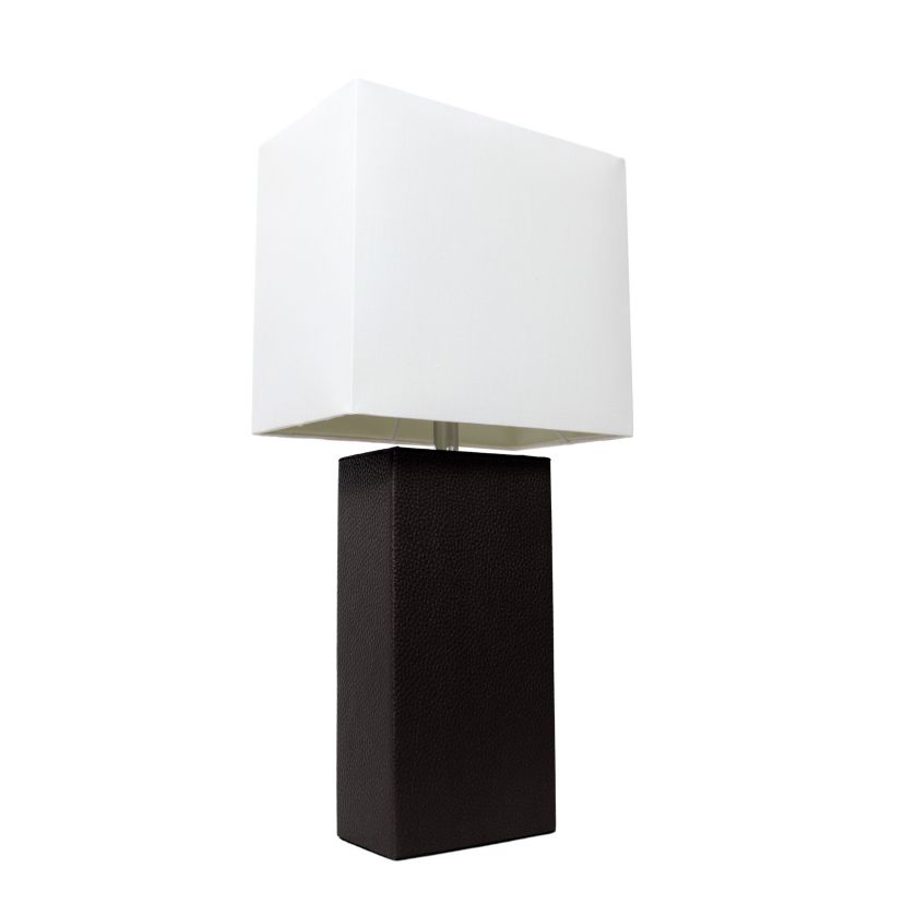 21" Leather Base Modern Home Décor Bedside Table Lamp