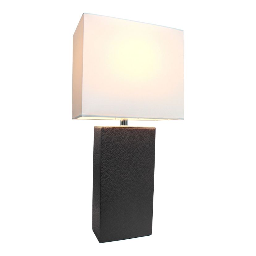 21" Leather Base Modern Home Décor Bedside Table Lamp