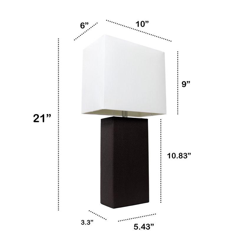 21" Leather Base Modern Home Décor Bedside Table Lamp