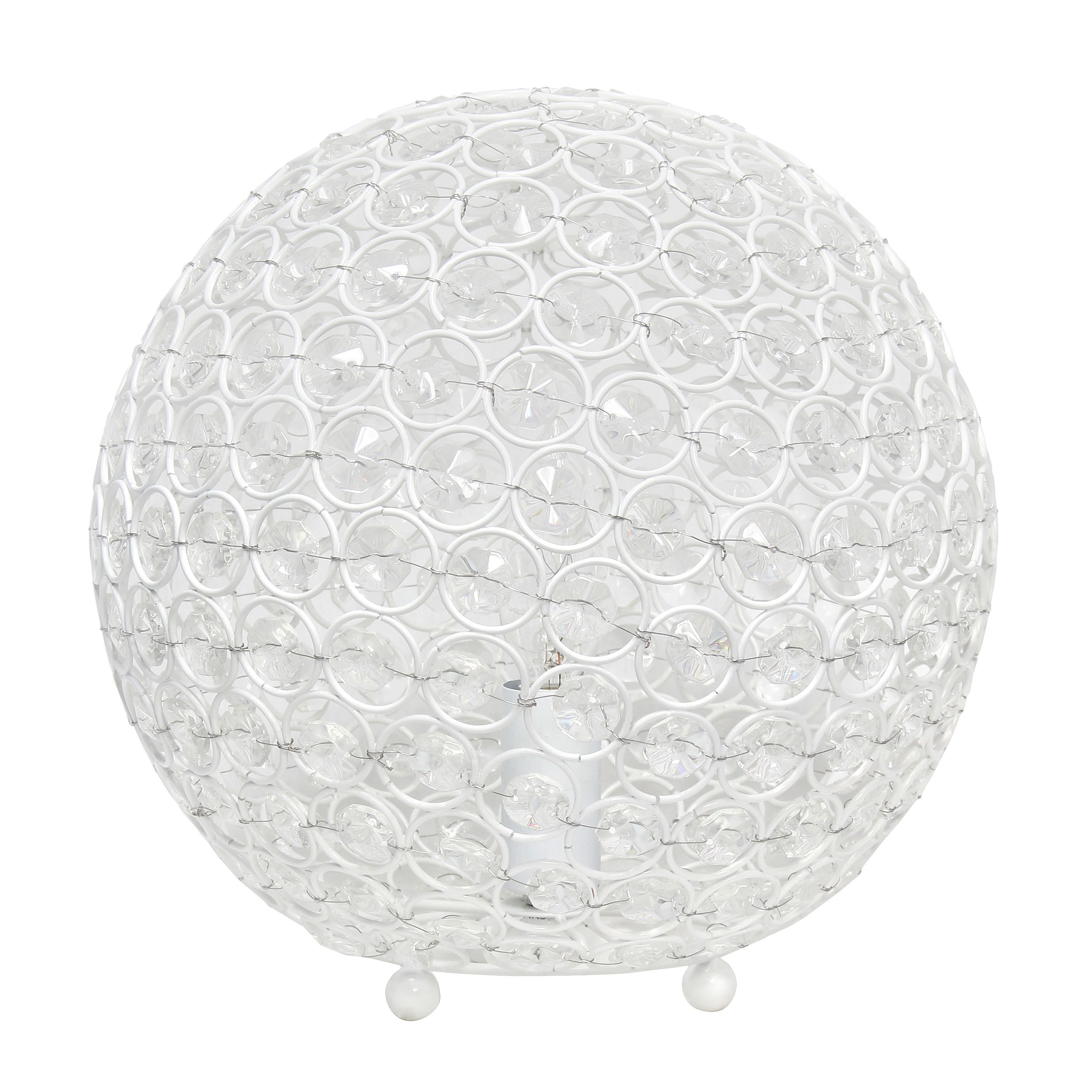 10" Elipse Medium Contemporary Metal Crystal Round Sphere Glamorous Orb Table Lamp