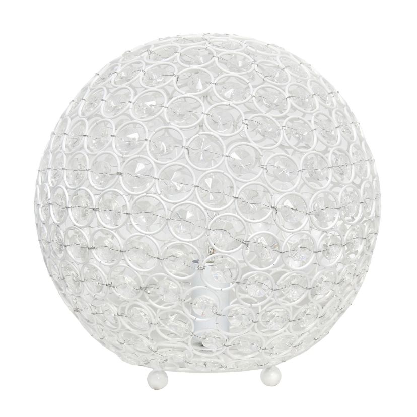 10" Elipse Medium Contemporary Metal Crystal Round Sphere Glamorous Orb Table Lamp