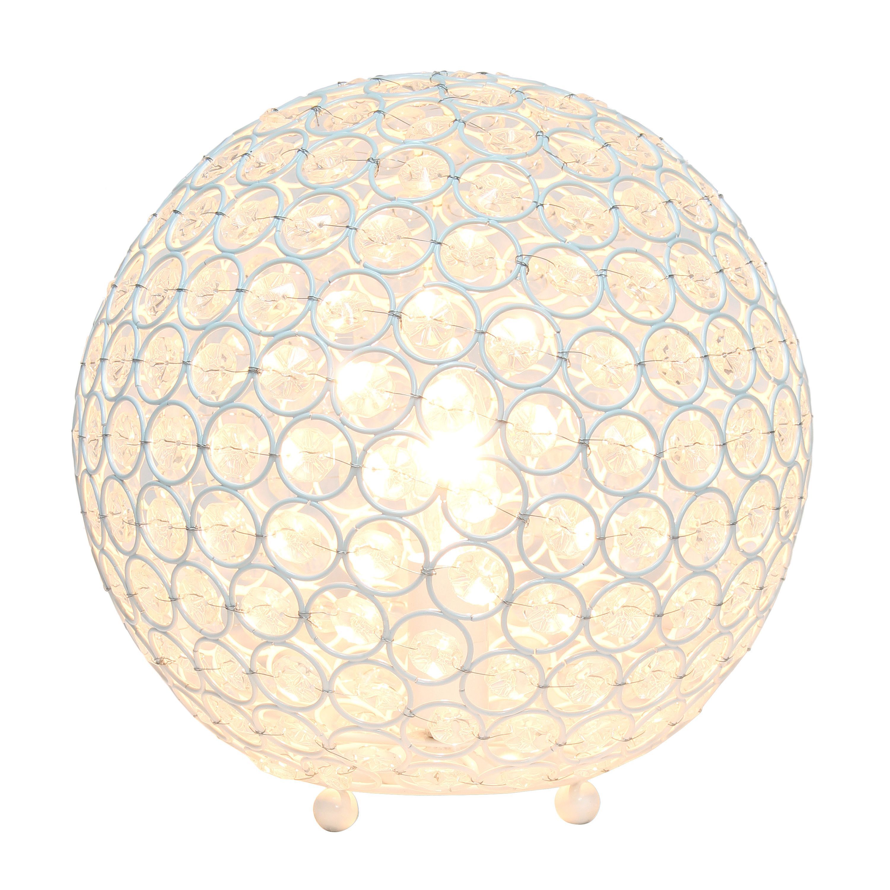 10" Elipse Medium Contemporary Metal Crystal Round Sphere Glamorous Orb Table Lamp