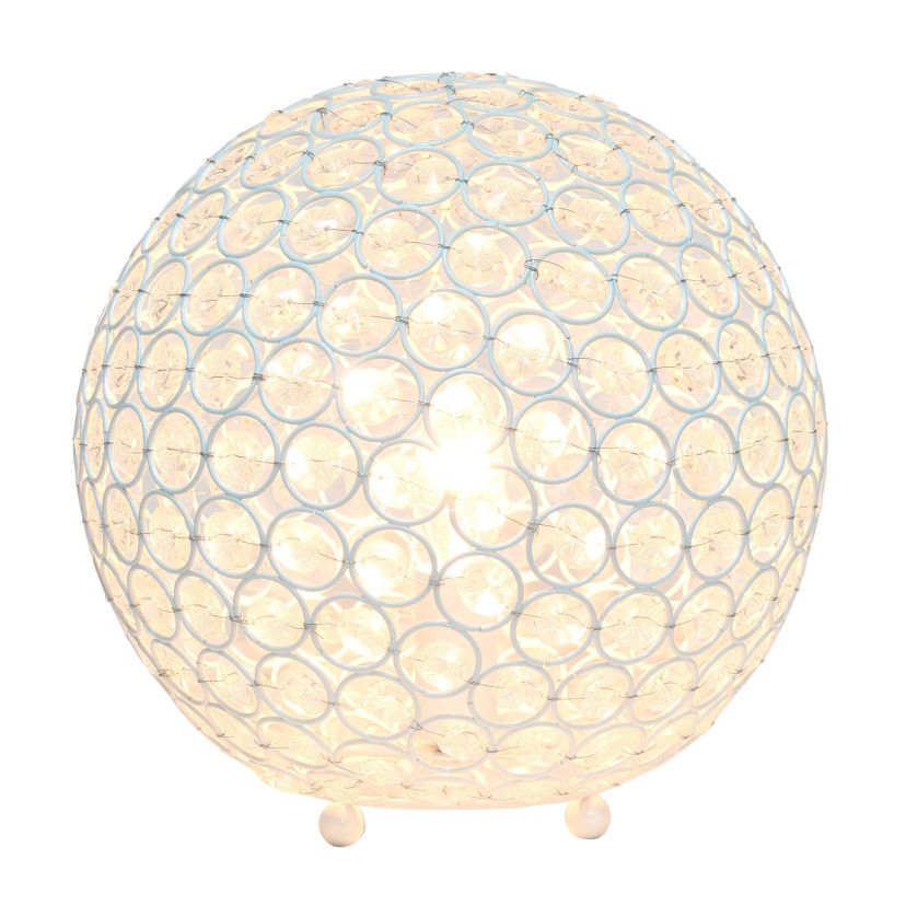 10" Elipse Medium Contemporary Metal Crystal Round Sphere Glamorous Orb Table Lamp