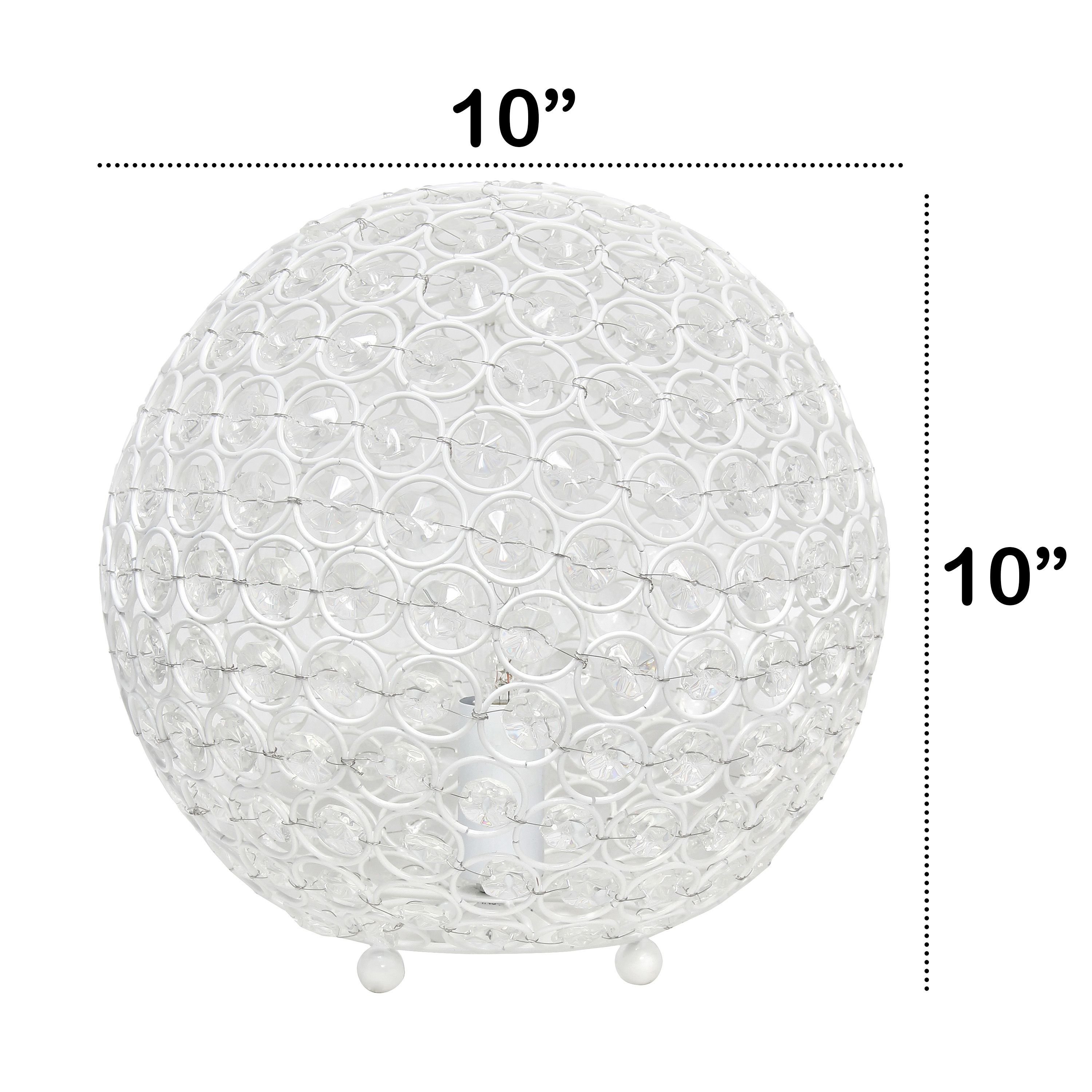 10" Elipse Medium Contemporary Metal Crystal Round Sphere Glamorous Orb Table Lamp