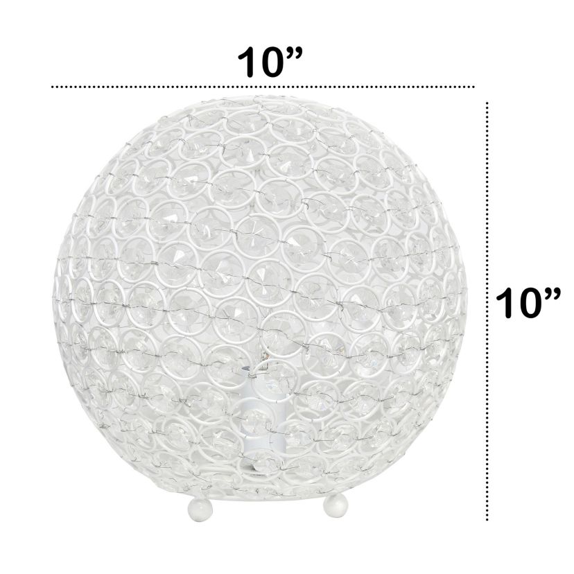 10" Elipse Medium Contemporary Metal Crystal Round Sphere Glamorous Orb Table Lamp