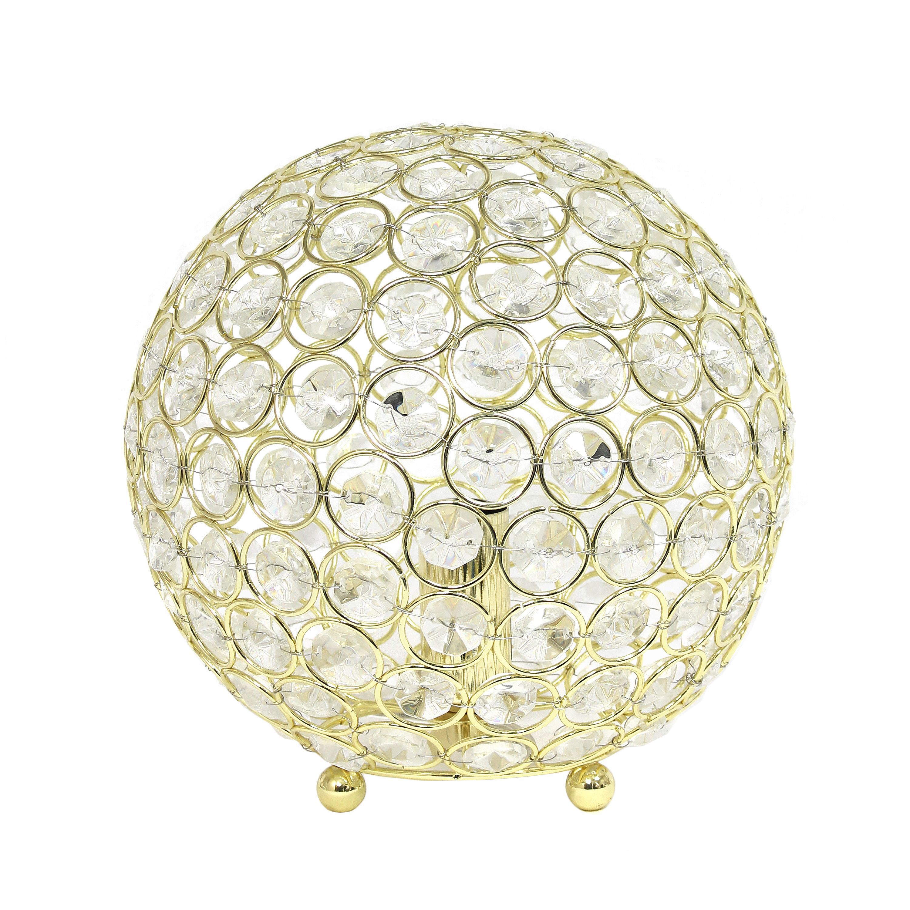 8" Elipse Metal Crystal Round Sphere Glamourous Orb Table Lamp