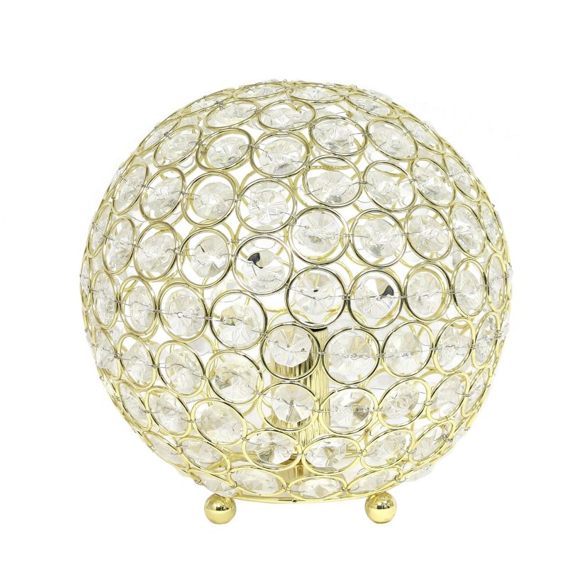 8" Elipse Metal Crystal Round Sphere Glamourous Orb Table Lamp