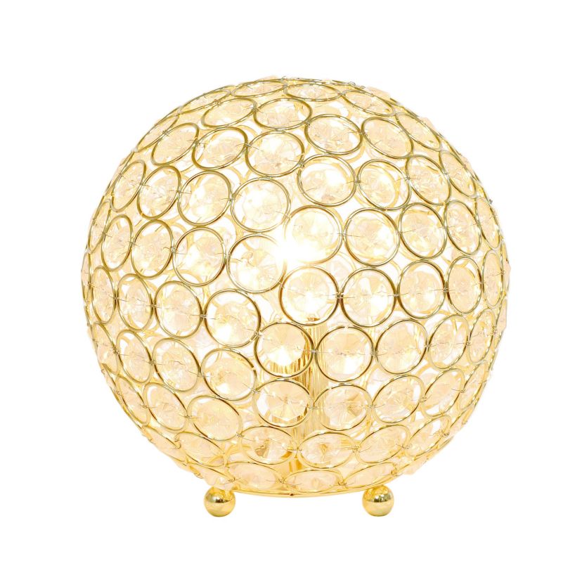 8" Elipse Metal Crystal Round Sphere Glamourous Orb Table Lamp