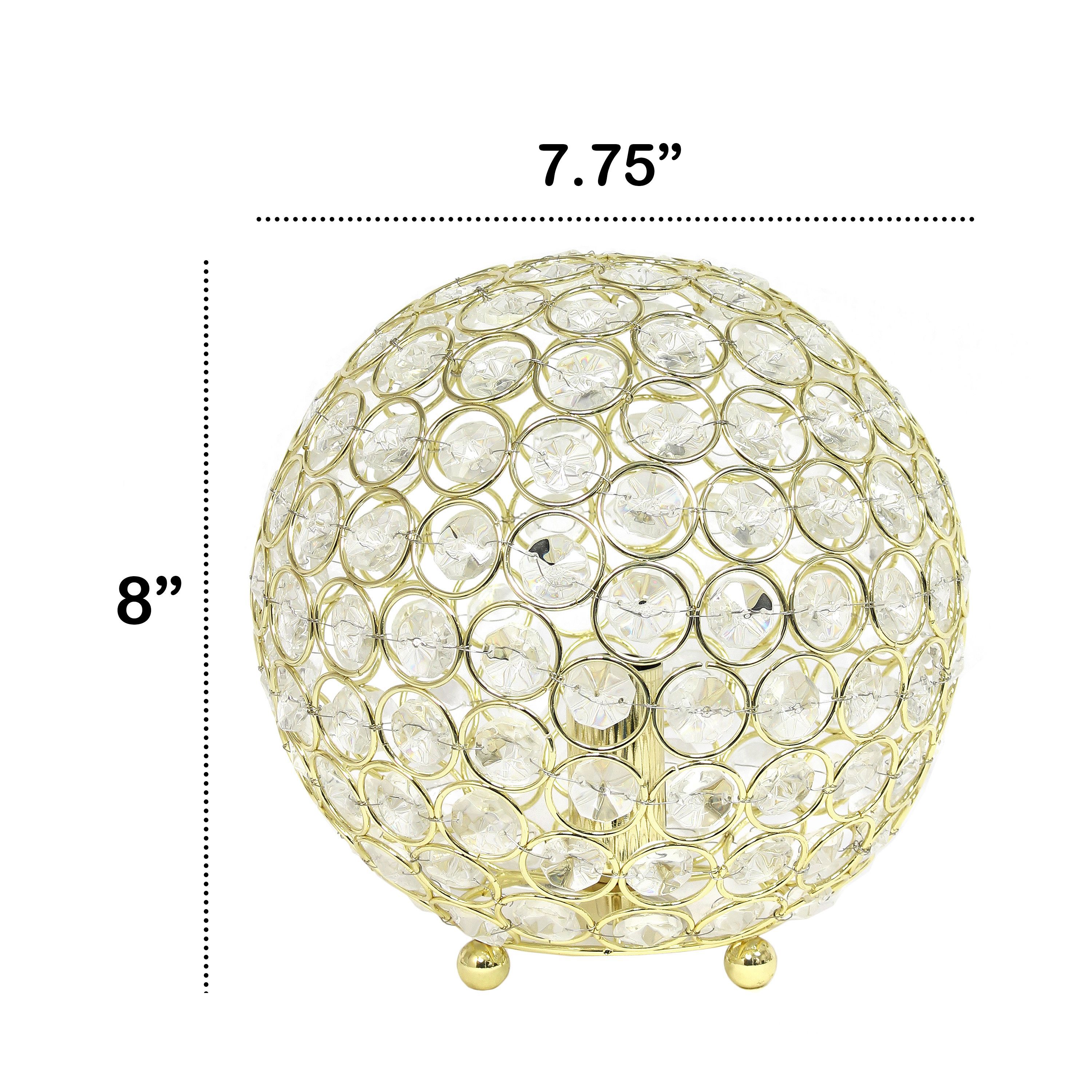 8" Elipse Metal Crystal Round Sphere Glamourous Orb Table Lamp