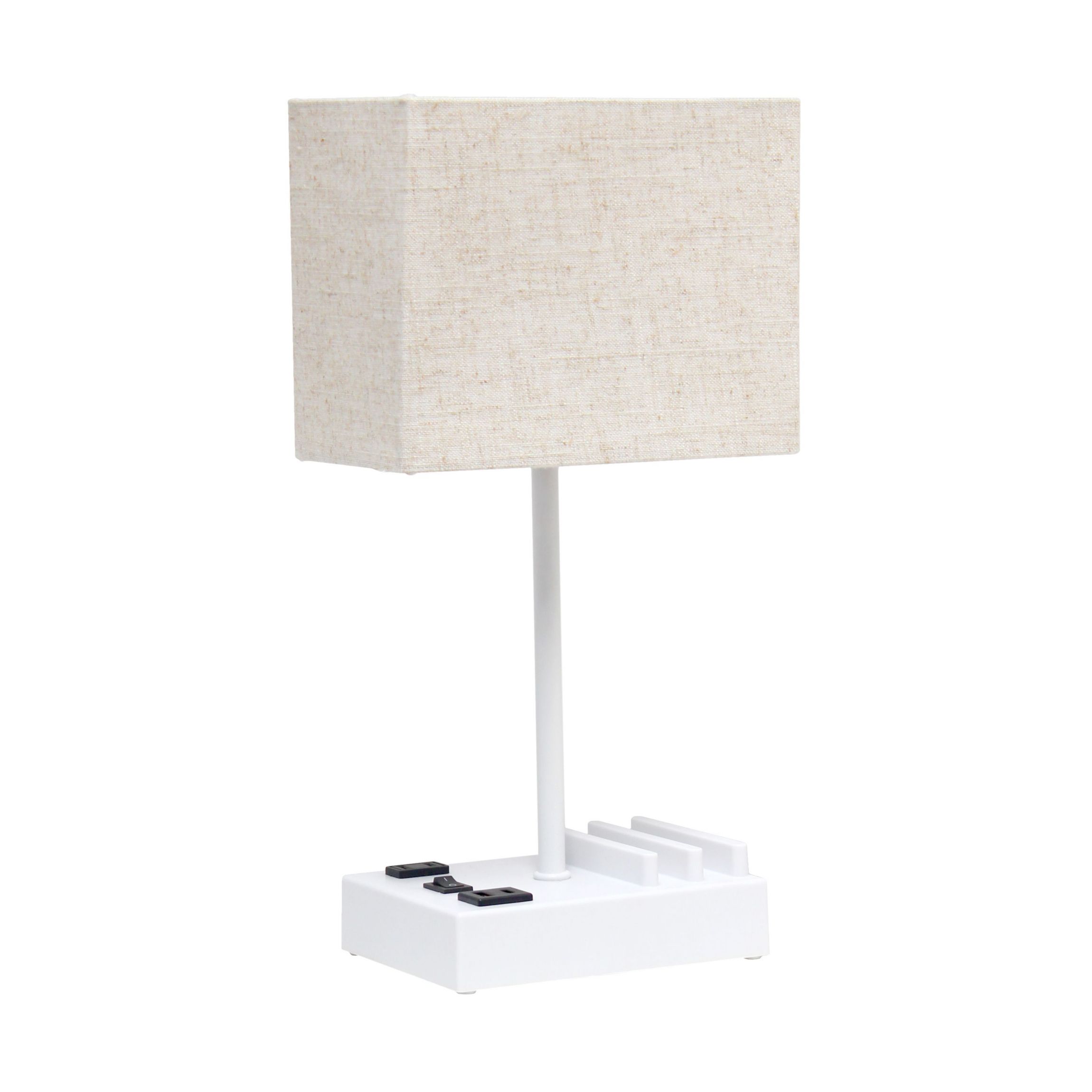 15.3" Tall Rectangular Multi-Use 1 Light Table Lamp with 2 USB Ports and Outlet