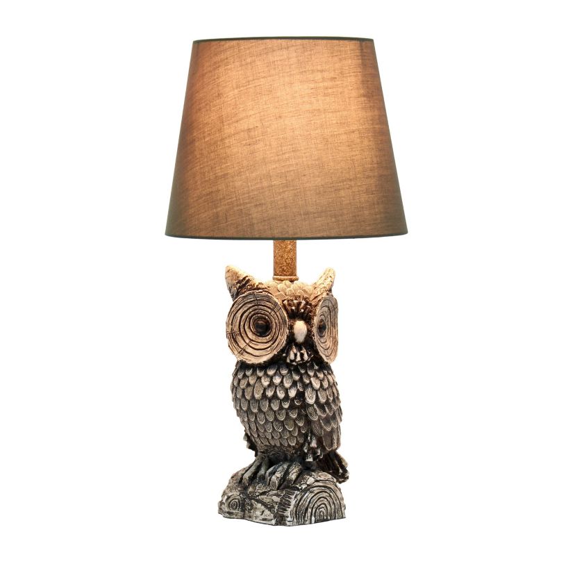 Woodland 19.85" Tall Polyresin Brown and White Gazing Night Owl Table Lamp