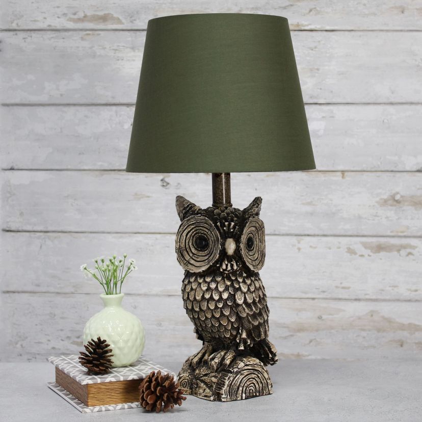 Woodland 19.85" Tall Polyresin Brown and White Gazing Night Owl Table Lamp