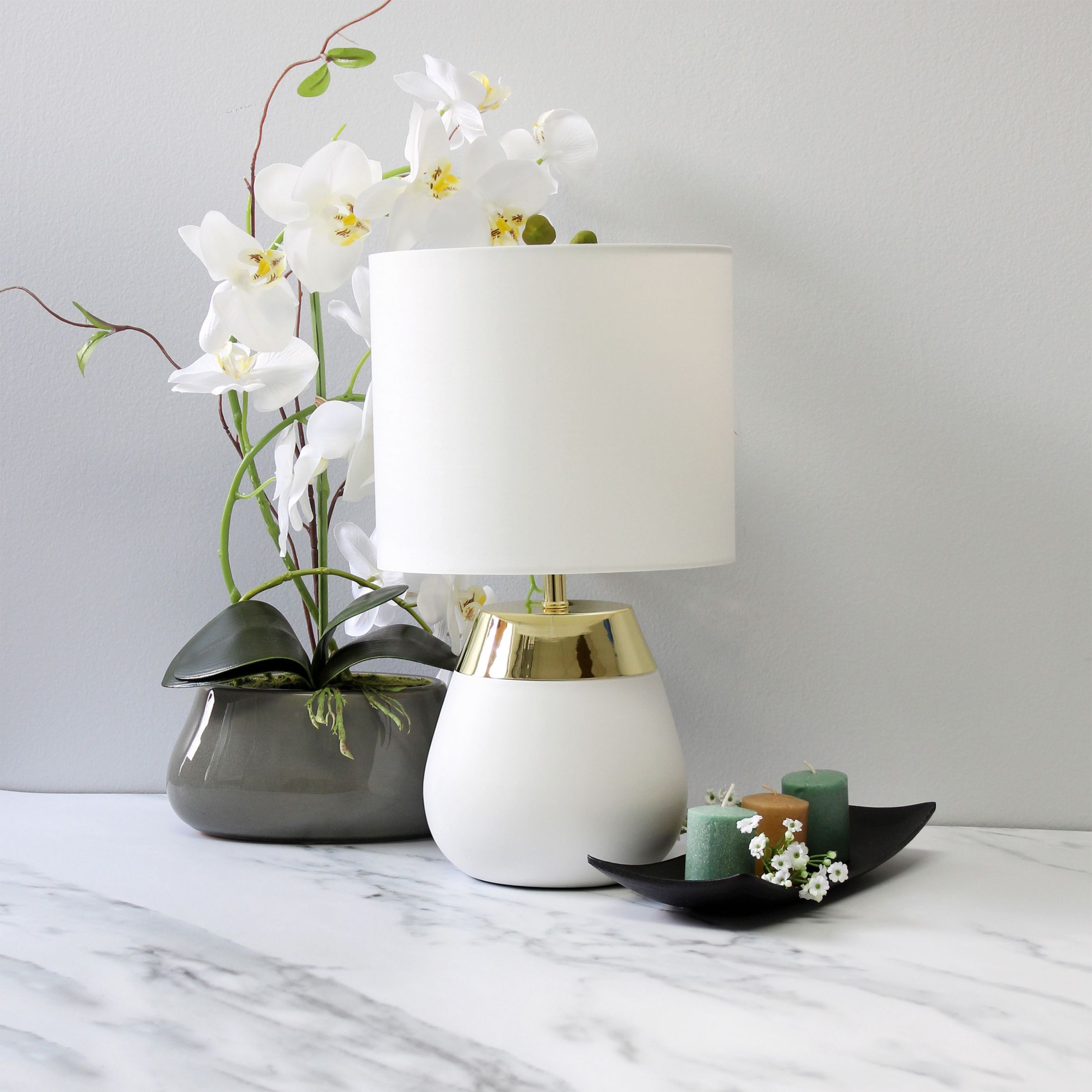 14" Tall Metal 4 Settings Touch Table Lamp