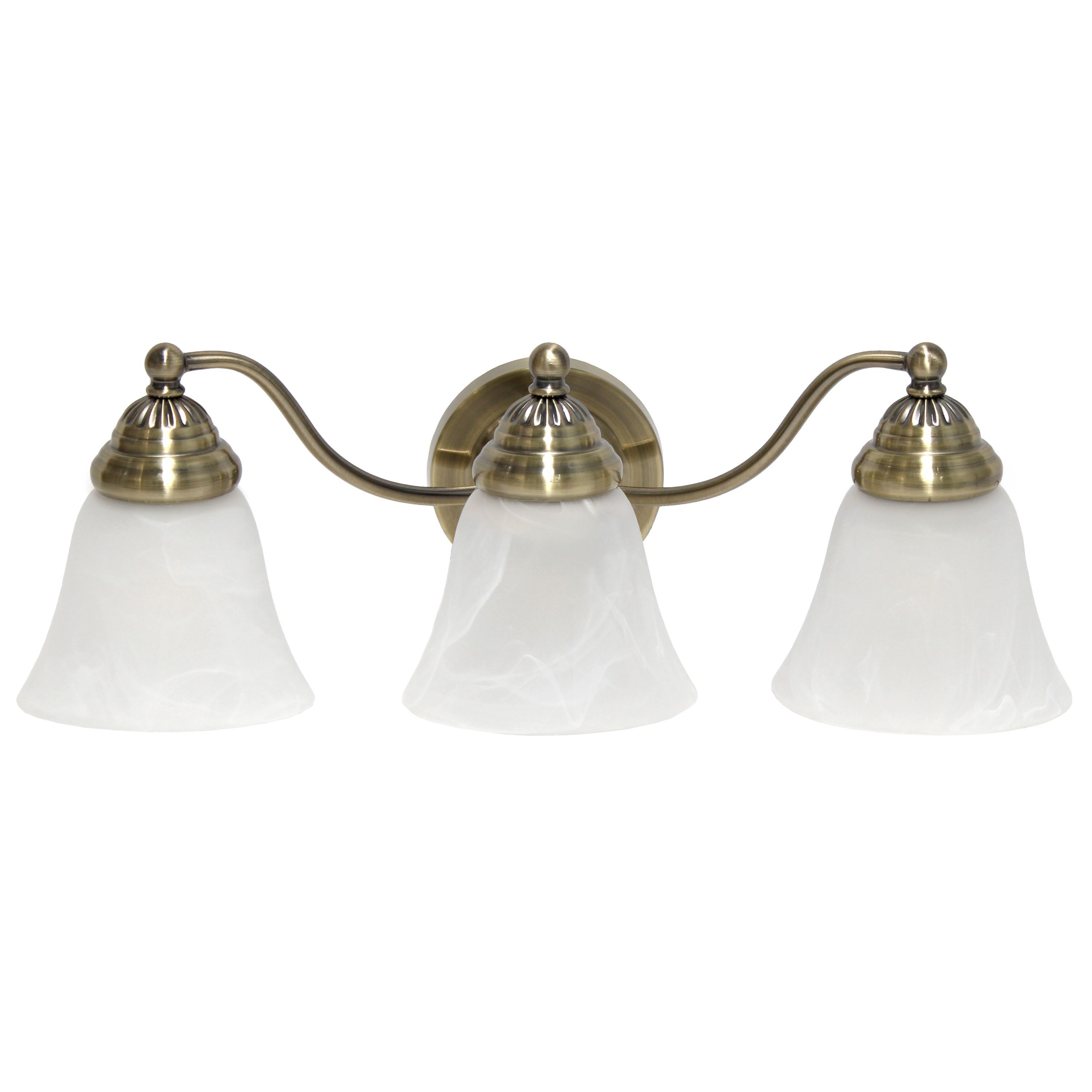 Essentix Traditional Three Light Curved Metal and Alabaster White Glass Shade