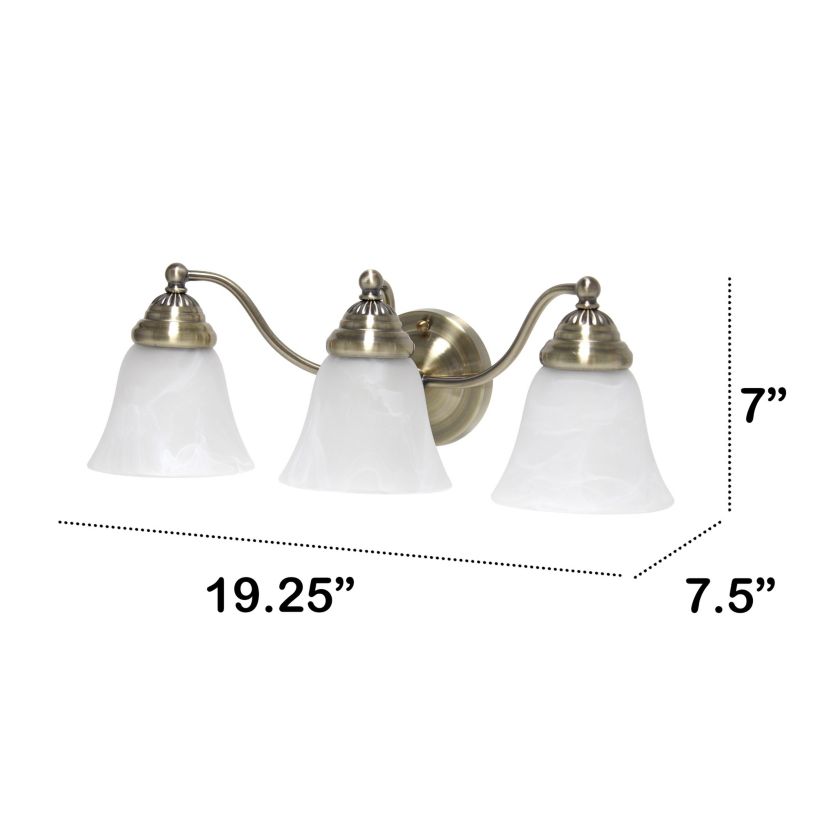 Essentix Traditional Three Light Curved Metal and Alabaster White Glass Shade
