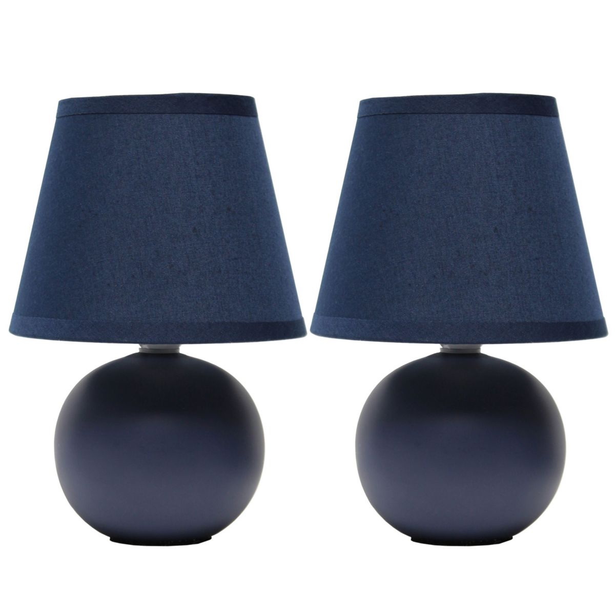 Nauru 8.66" Traditional Petite Ceramic Orb Base Bedside Table Desk Lamp Two Pack Set with Matching Tapered Drum Fabric Shade