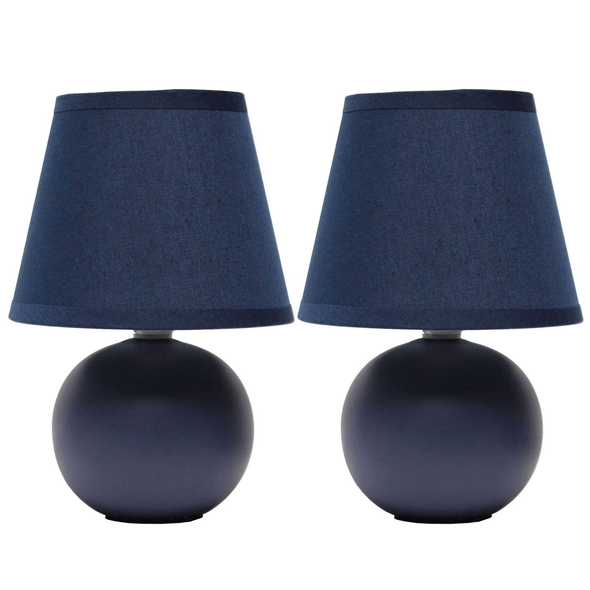Nauru 8.66" Traditional Petite Ceramic Orb Base Bedside Table Desk Lamp Two Pack Set with Matching Tapered Drum Fabric Shade