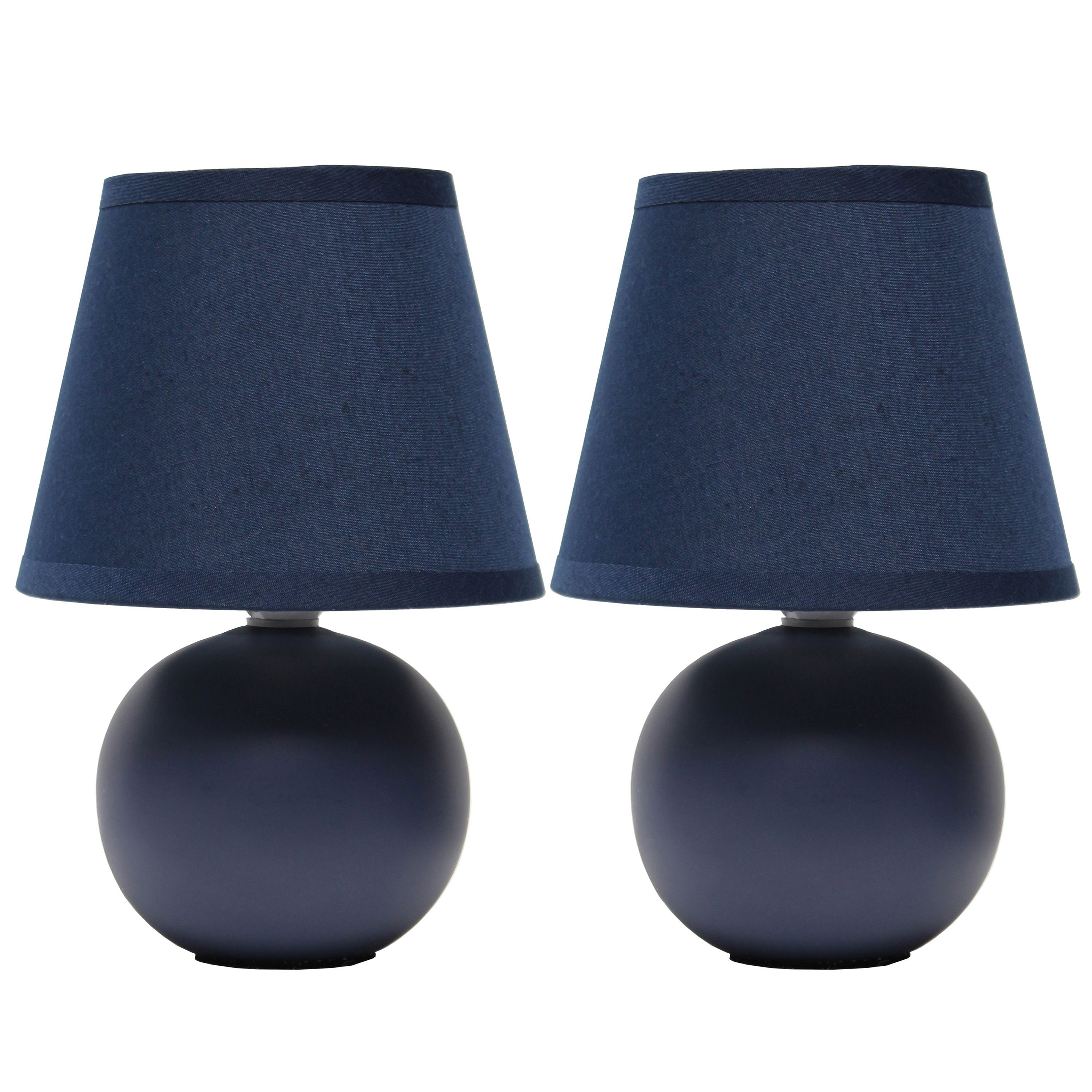 Nauru 8.66" Traditional Petite Ceramic Orb Base Bedside Table Desk Lamp Two Pack Set with Matching Tapered Drum Fabric Shade