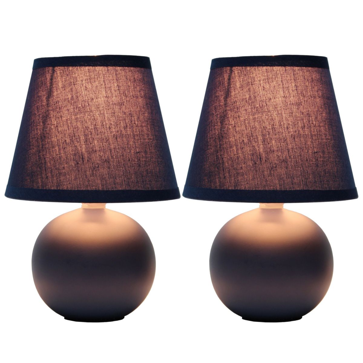Nauru 8.66" Traditional Petite Ceramic Orb Base Bedside Table Desk Lamp Two Pack Set with Matching Tapered Drum Fabric Shade