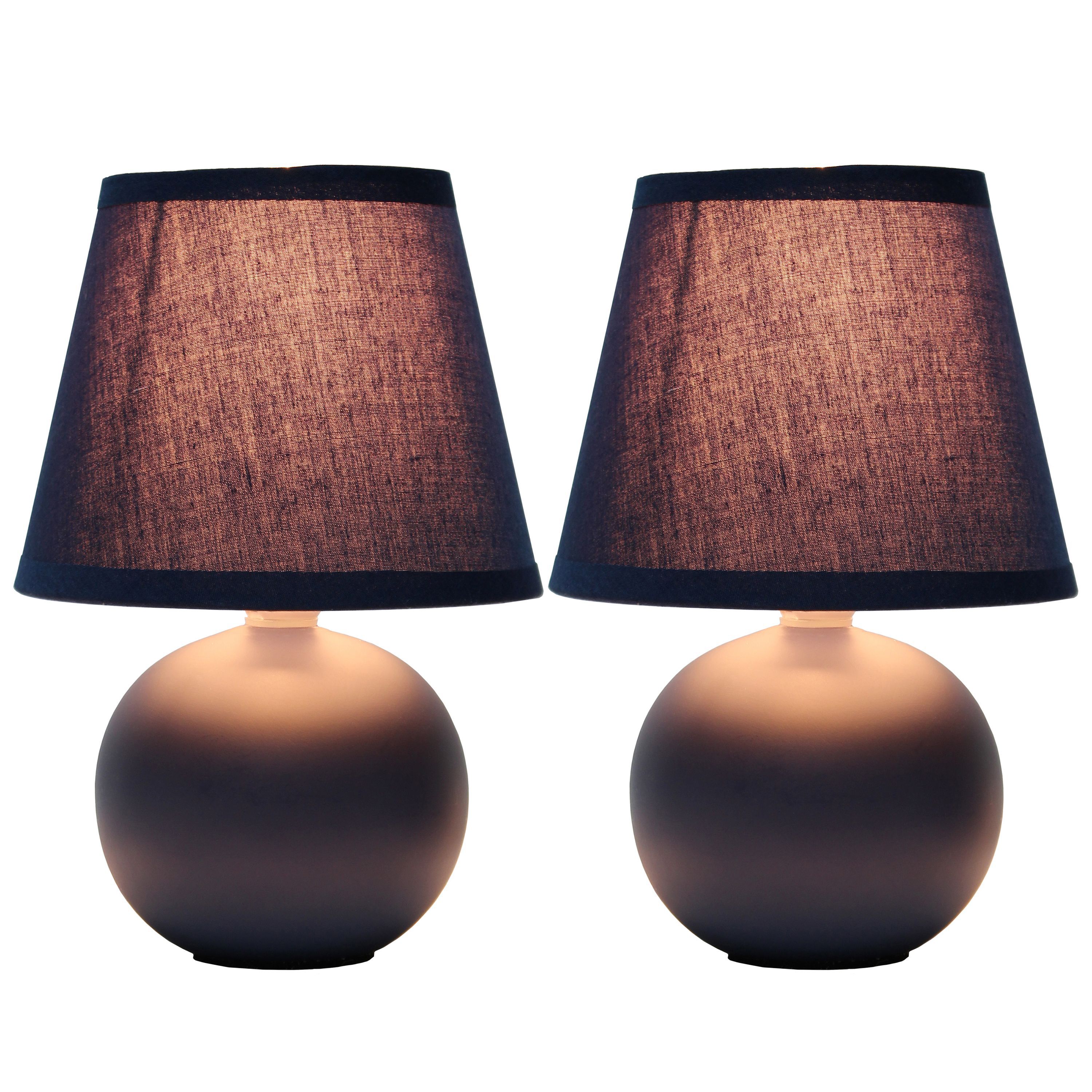 Nauru 8.66" Traditional Petite Ceramic Orb Base Bedside Table Desk Lamp Two Pack Set with Matching Tapered Drum Fabric Shade