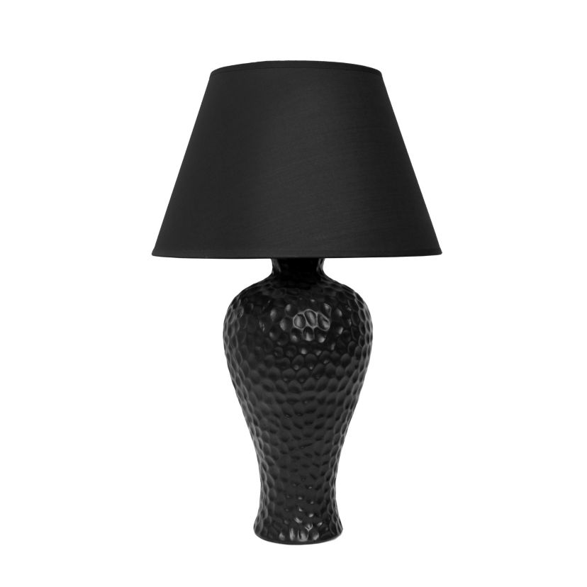 Essentix 20.08" Traditional Ceramic Textured Imprint Winding Table Desk Lamp with Matching Empire Fabric Shade