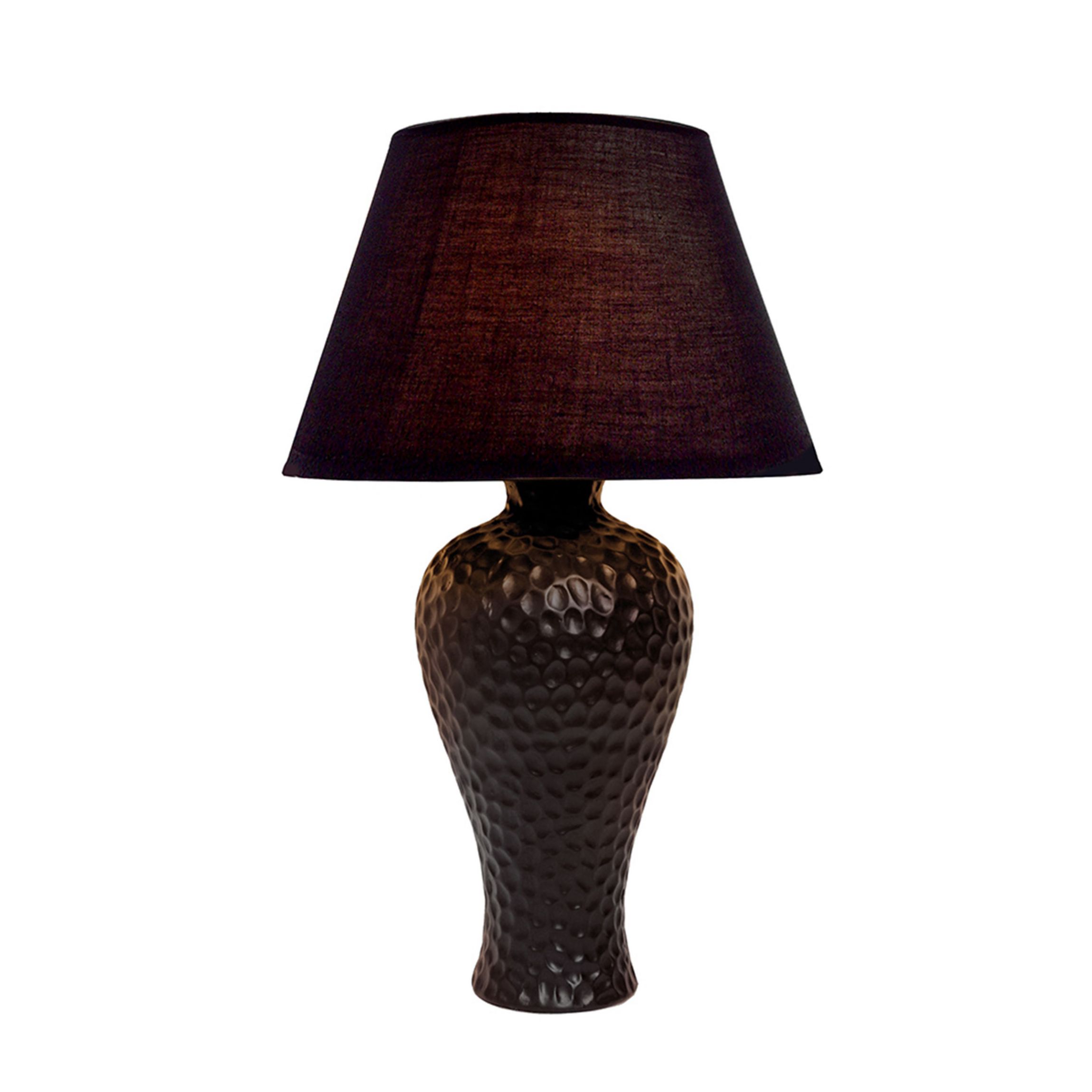 Essentix 20.08" Traditional Ceramic Textured Imprint Winding Table Desk Lamp with Matching Empire Fabric Shade