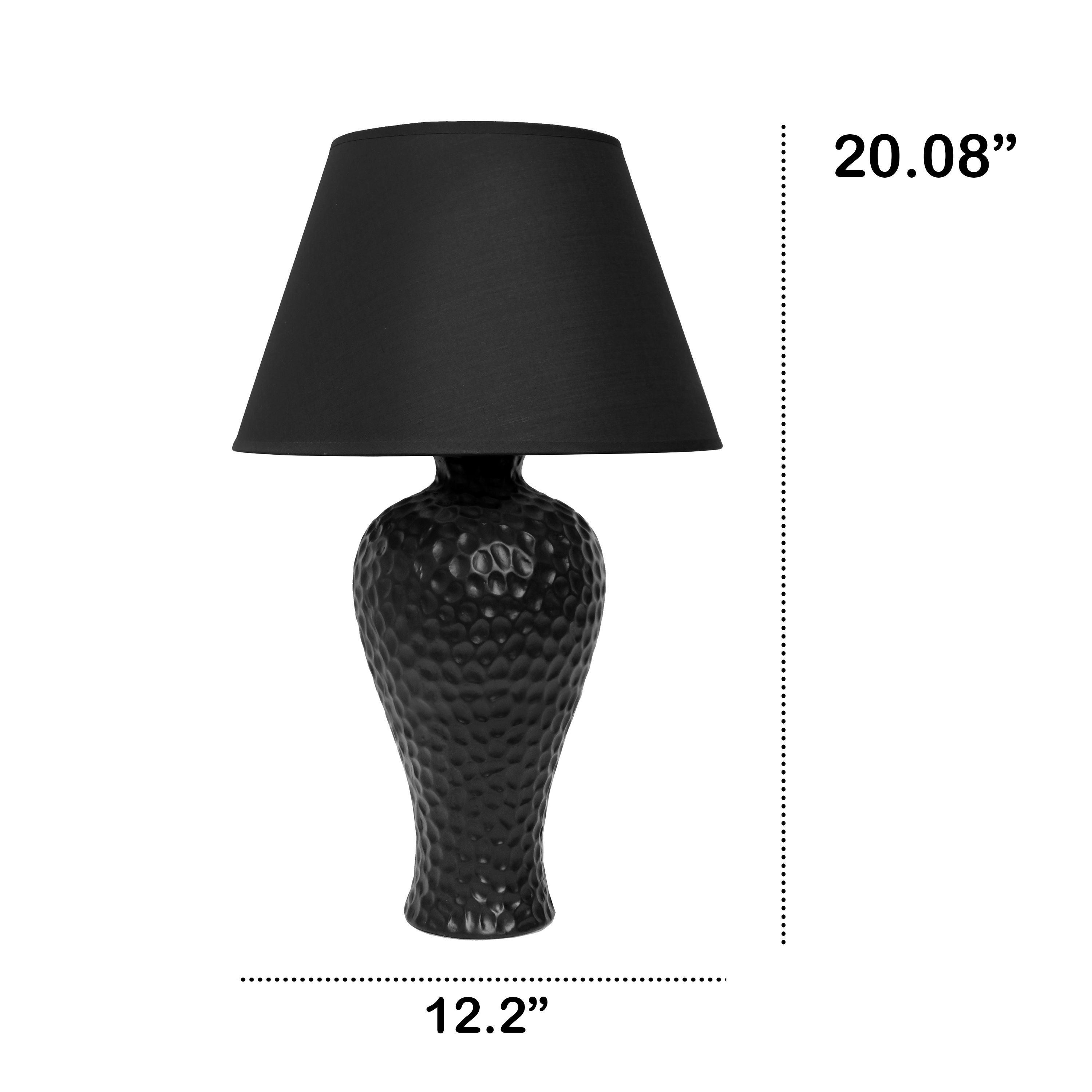 Essentix 20.08" Traditional Ceramic Textured Imprint Winding Table Desk Lamp with Matching Empire Fabric Shade