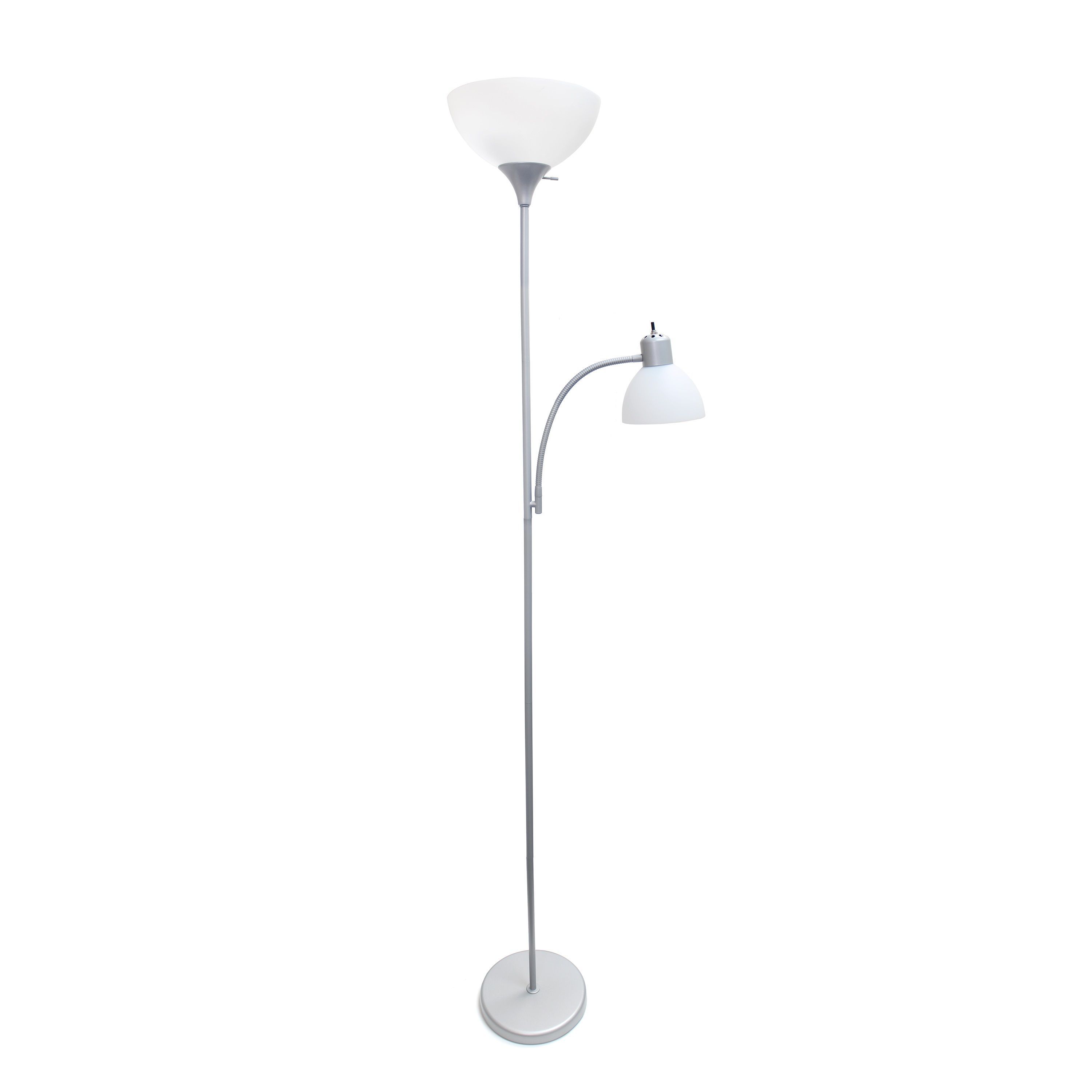 Essentix 71.5" Tall Traditional 2 Light Mother Daughter Metal Floor Lamp with Torchiere and Reading Light