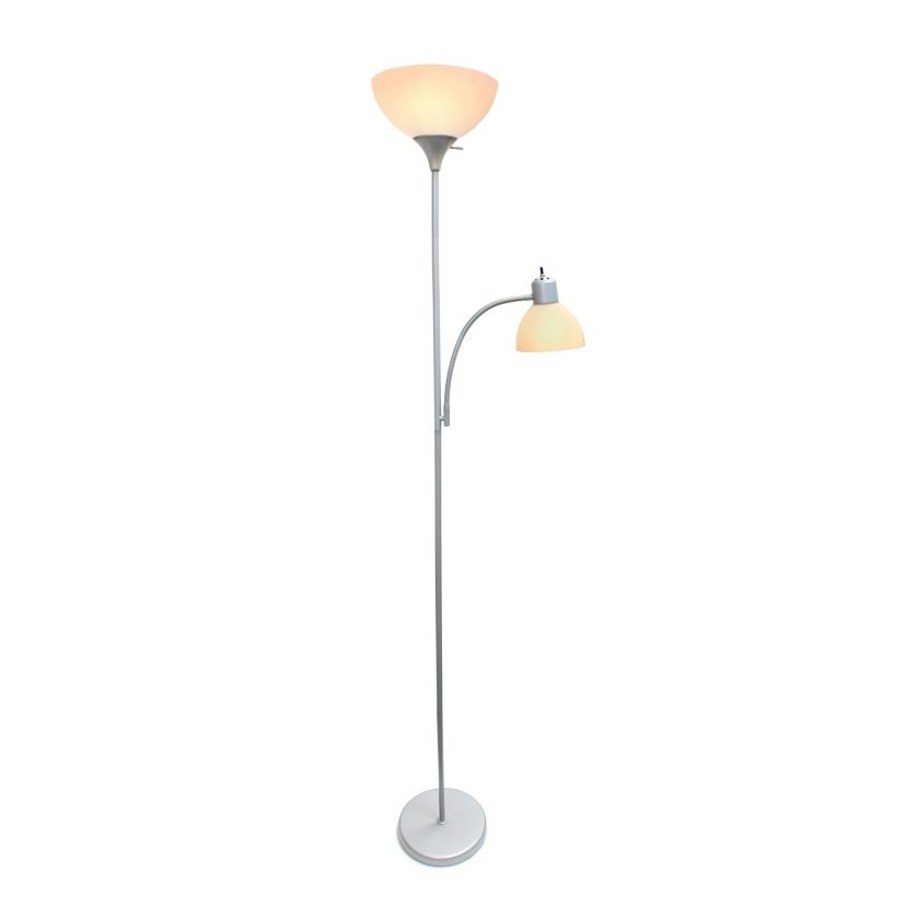 Essentix 71.5" Tall Traditional 2 Light Mother Daughter Metal Floor Lamp with Torchiere and Reading Light
