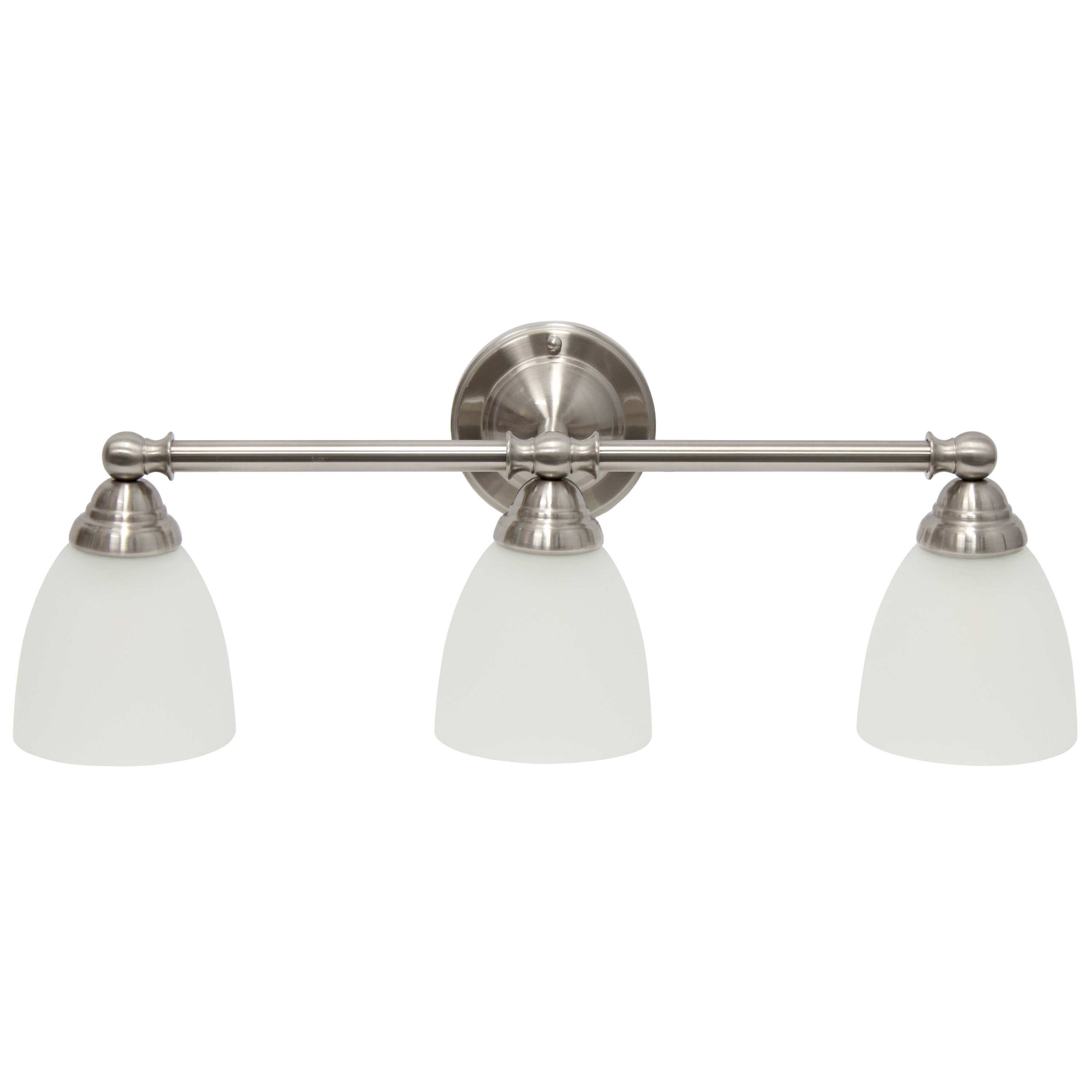 Essentix Traditional Three Light Metal and Translucent Glass Shade Vanity Uplight Downlight Wall Mounted Fixture